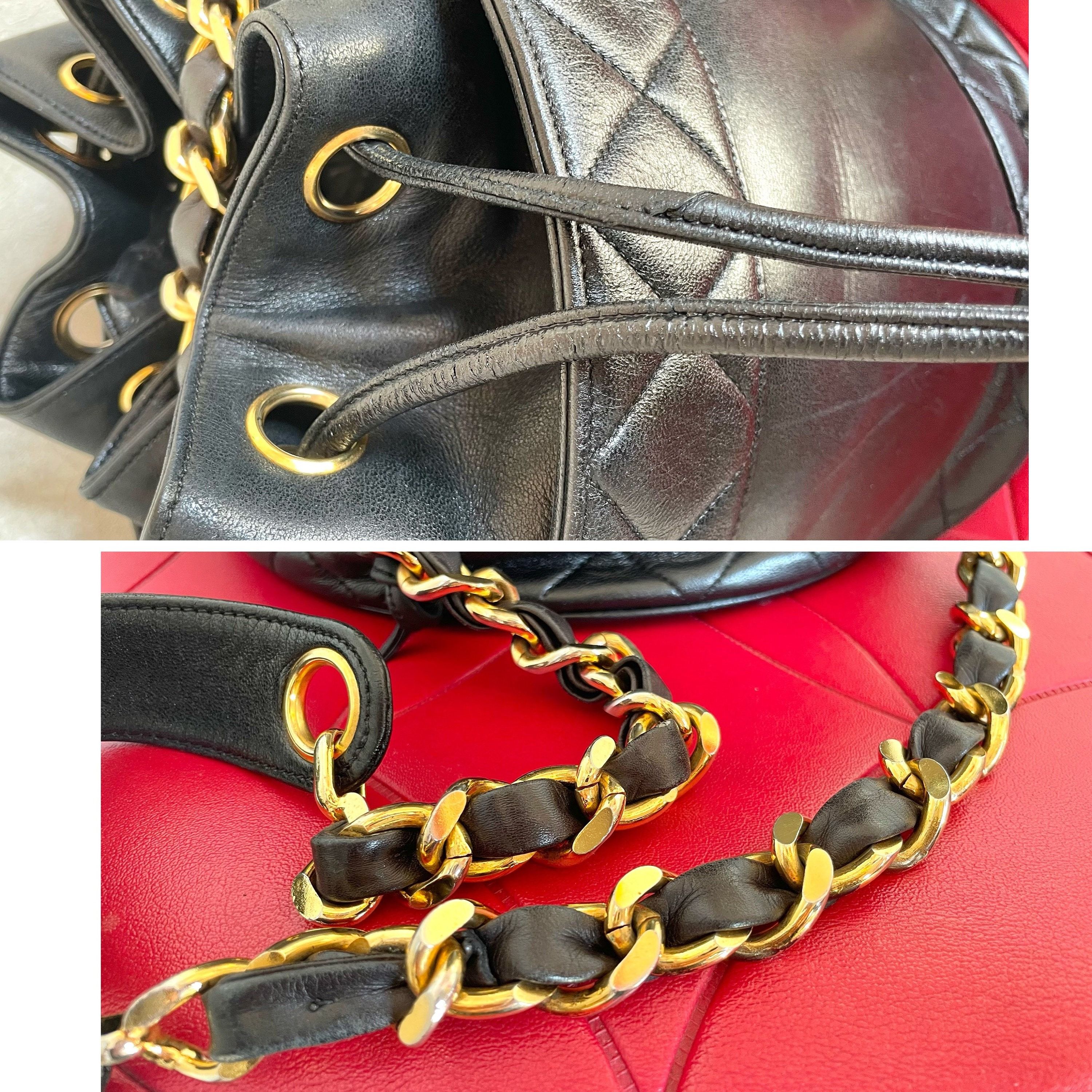 Chanel Vintage CHANEL black lambskin bucket hobo drum shoulder bag Size ONE SIZE - 8 Thumbnail