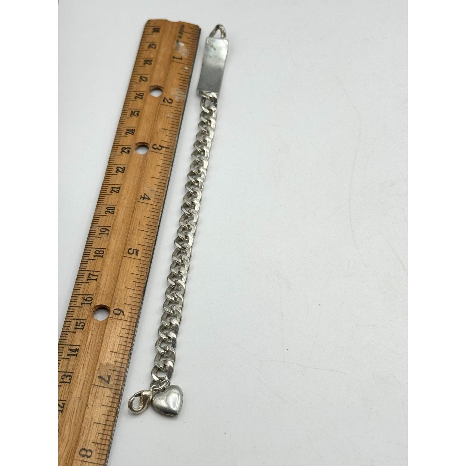 Other Vintage peace id silver chain bracelet with hanging heart ch Size ONE SIZE - 4 Thumbnail