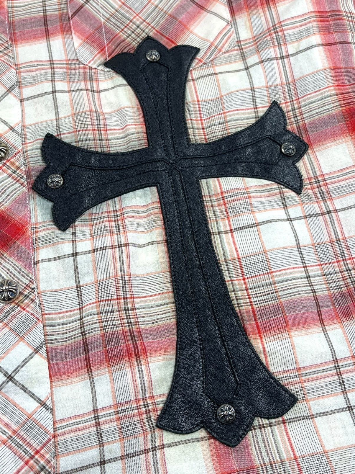 Chrome Hearts Chrome Hearts Oversized Cross Patch Leather Button Up Shirt Size US M / EU 48-50 / 2 - 4 Thumbnail