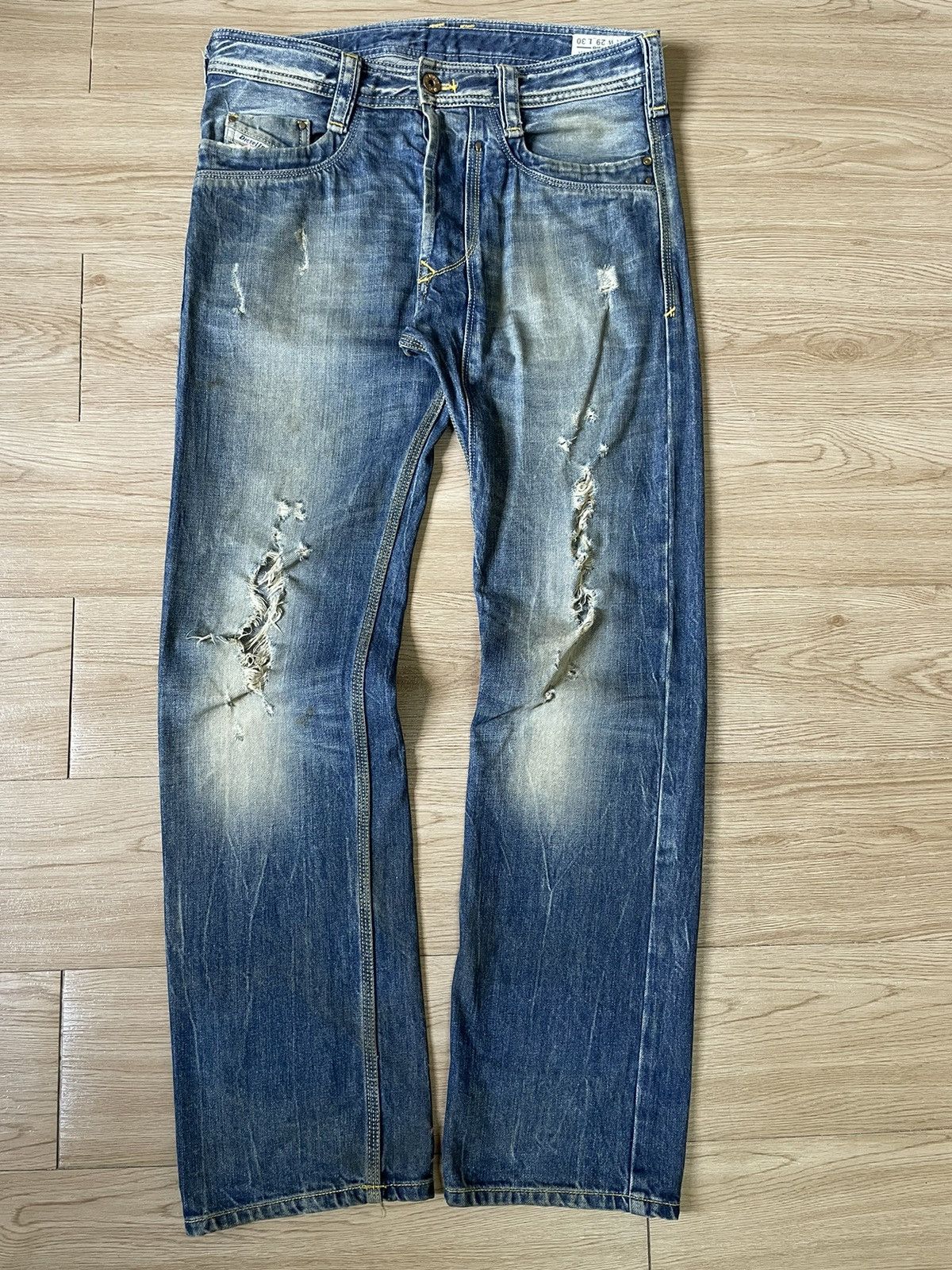 Diesel Vintage Diesel Distressed Straight Cut Faded Mud Wash Denim Size US 32 / EU 48 - 2 Thumbnail