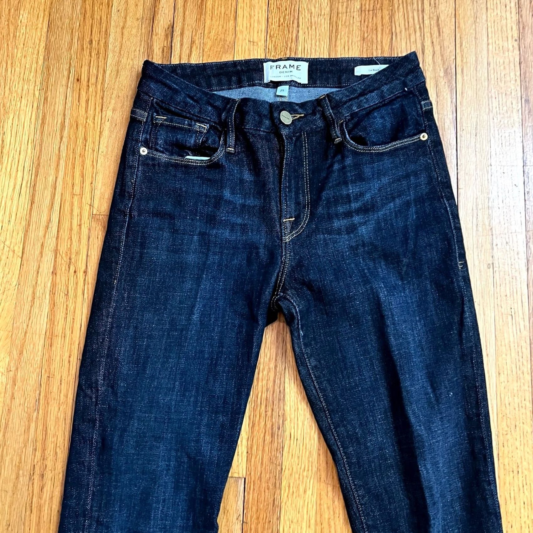 Frame VINTAGE? No. FRAME Jeans Womens 25 Le Boot Dark Raw Hem Crop Jeans Women 25 Bootcut Dark Blue 27x25.5 Ladies Womens Frame Denim Size 42" / US 20 - 2 Thumbnail
