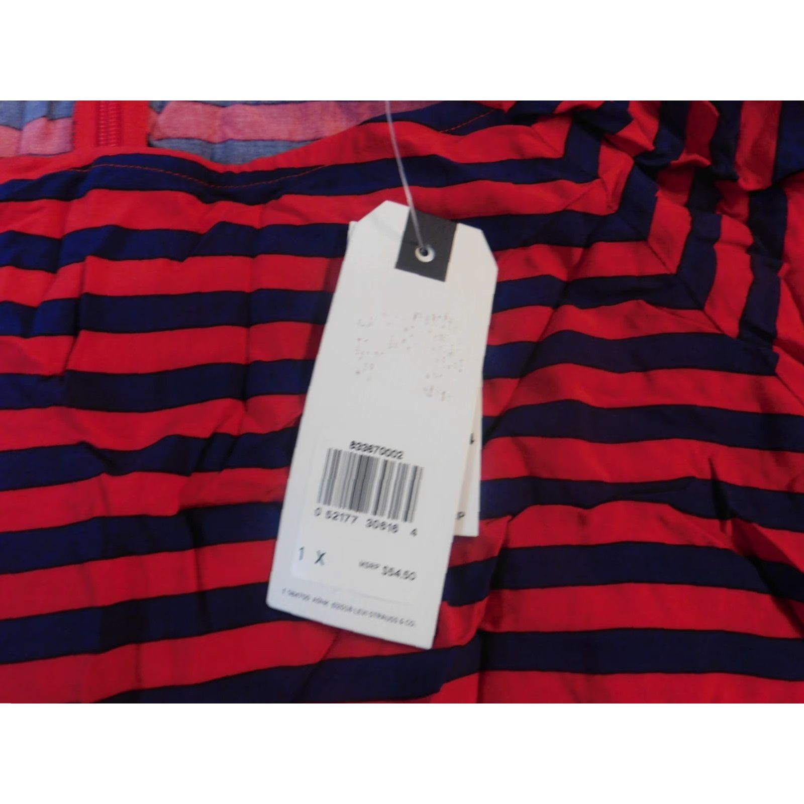 Levi's Levi's Blouse Shirt Womens 1X Red Striped Viscose Rayon Crew Neck Pullover Casual Regular Button Army Style N/A Size XL / US 12-14 / IT 48-50 - 4 Thumbnail