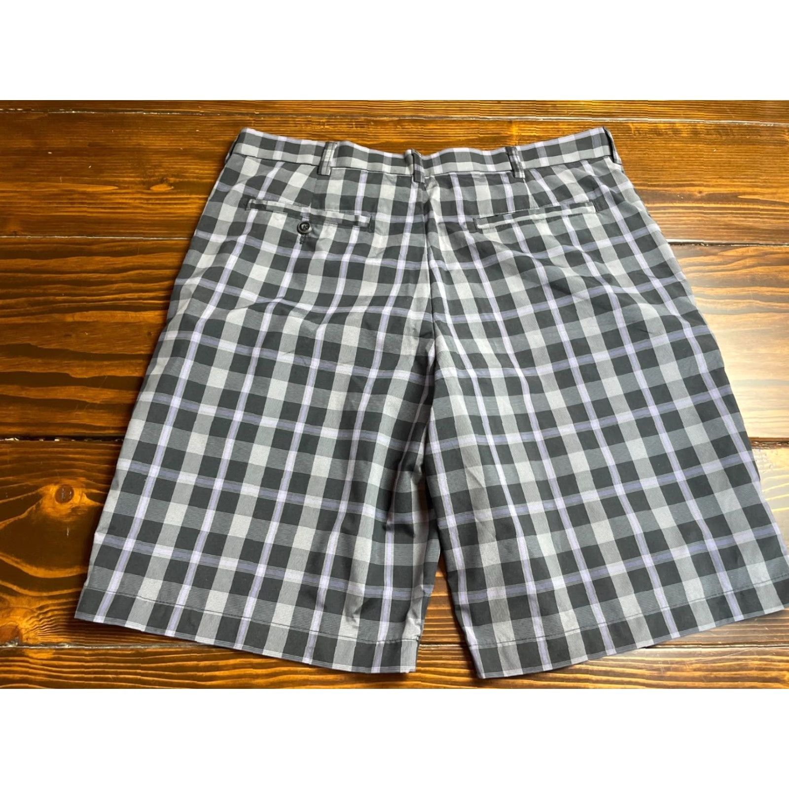 Hogan Ben Hogan Shorts Mens 37 Black Gray Purple Casual Pockets Performance Chino Shorts Size US 37 - 3 Thumbnail