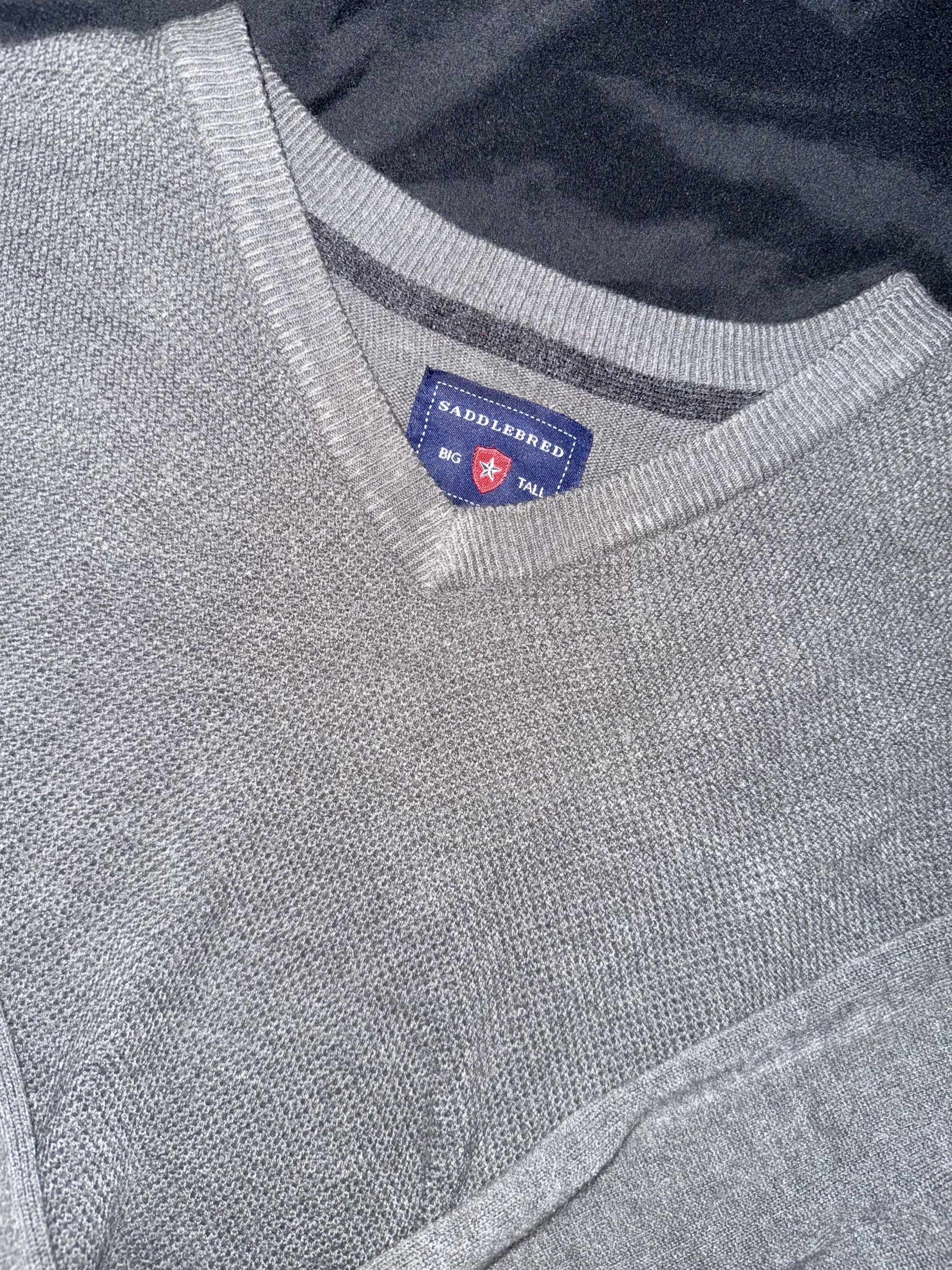 Saddlebred gray vintage vneck sweater Size US XL / EU 56 / 4 - 4 Thumbnail