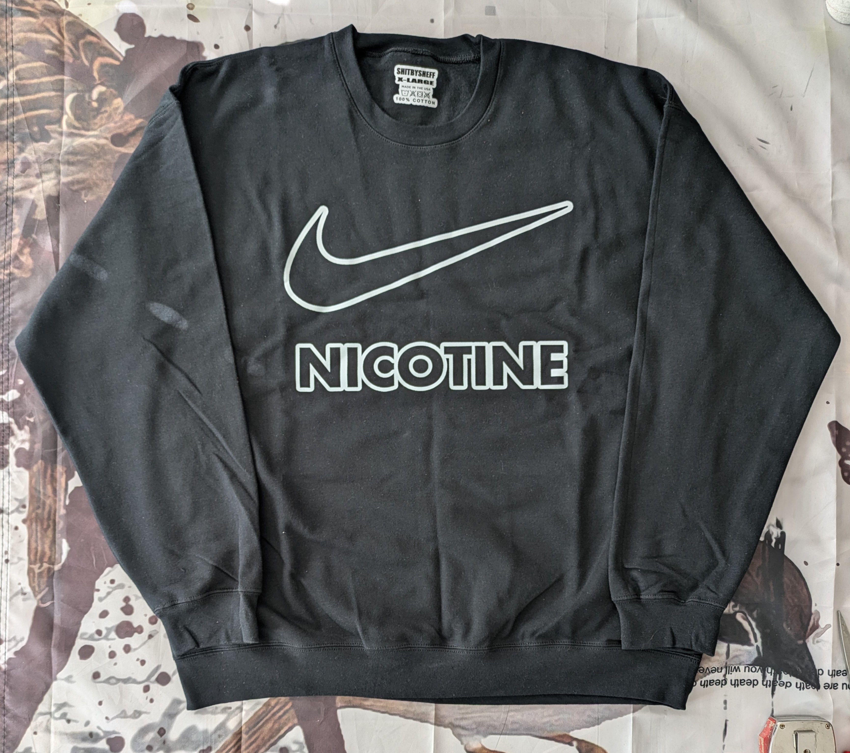 Other shitbysheff Nicotine Nike Parody Crewneck Sweatshirt Size US XL / EU 56 / 4 - 1 Thumbnail
