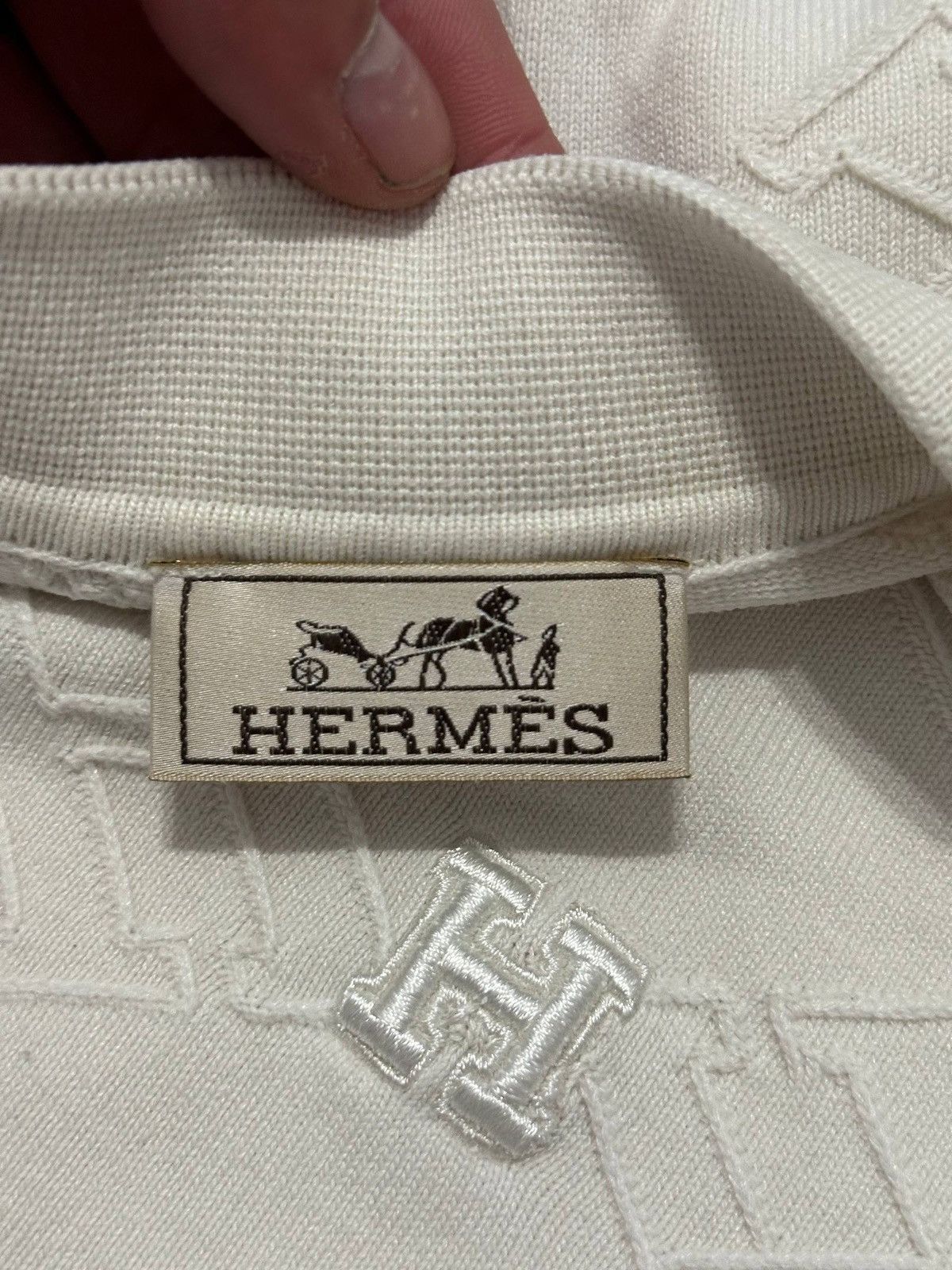 Hermes Hermes white monogram polo shirt Size US XL / EU 56 / 4 - 5 Thumbnail