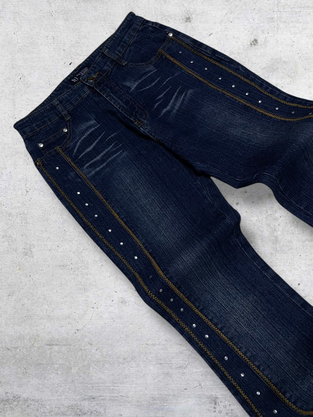 Hysteric Glamour VINTAGE HAPHAZARD JAPAN DESIGNER 90S OG STUDDED FLARED DENIM Size US 26 / EU 42 - 7 Thumbnail