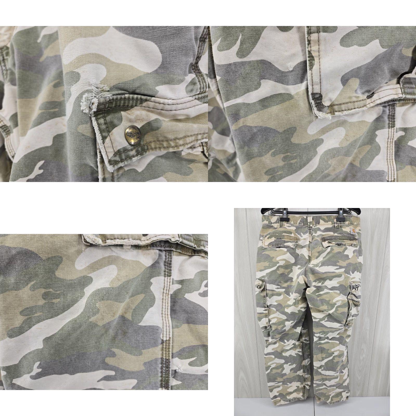 Carhartt VINTAGE Carhartt Camouflage Pants Mens 36x30 Relaxed Fit Cargo Pocket Cotton Canvas 9" Leg Opening 29" Inseam Mens Size US 35 - 8 Thumbnail