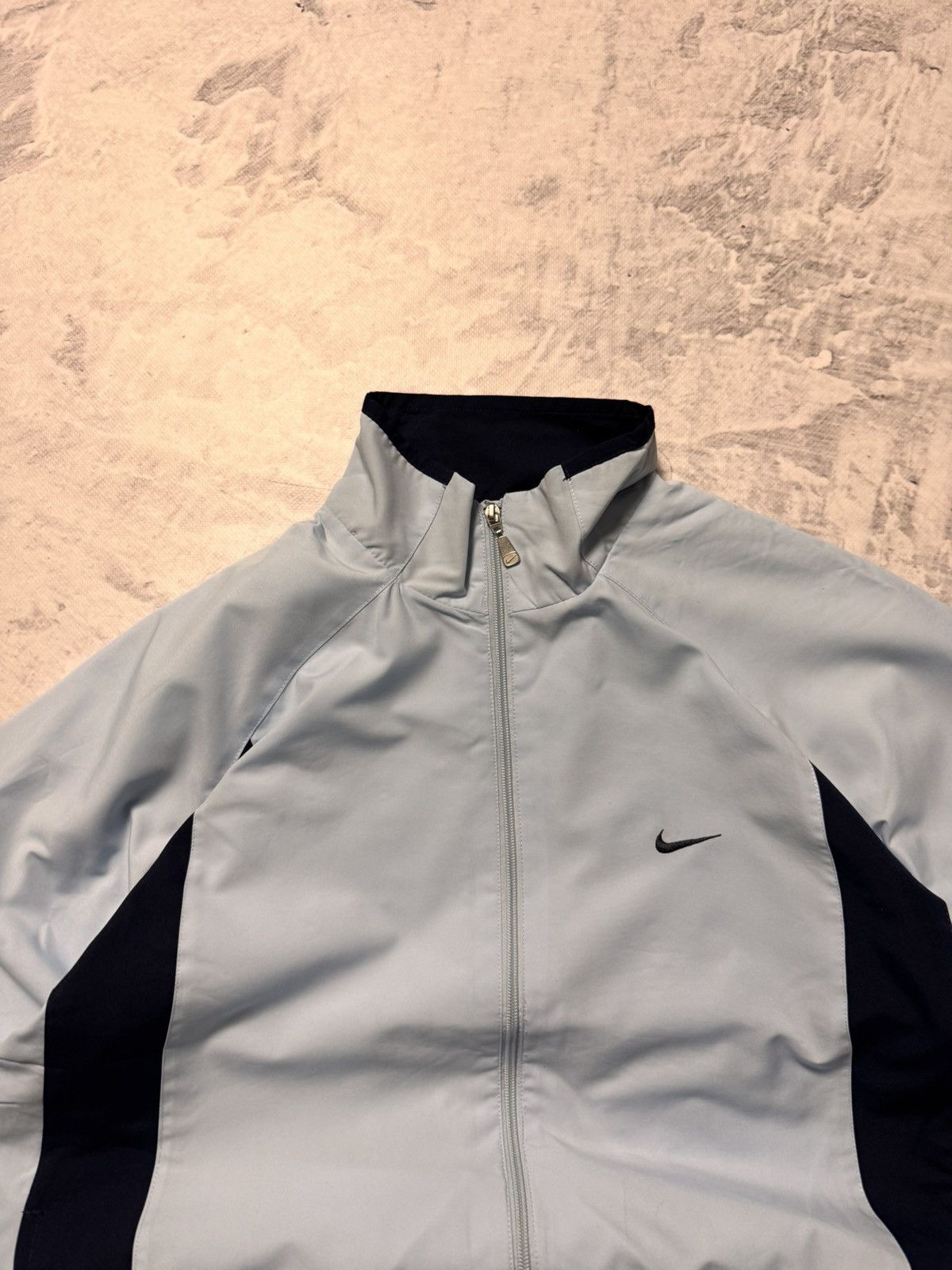 Nike × Vintage 00s Nike Vintage Nylon Oversize Drill Mini Swoosh Y2K Jacket Size US L / EU 52-54 / 3 - 4 Thumbnail