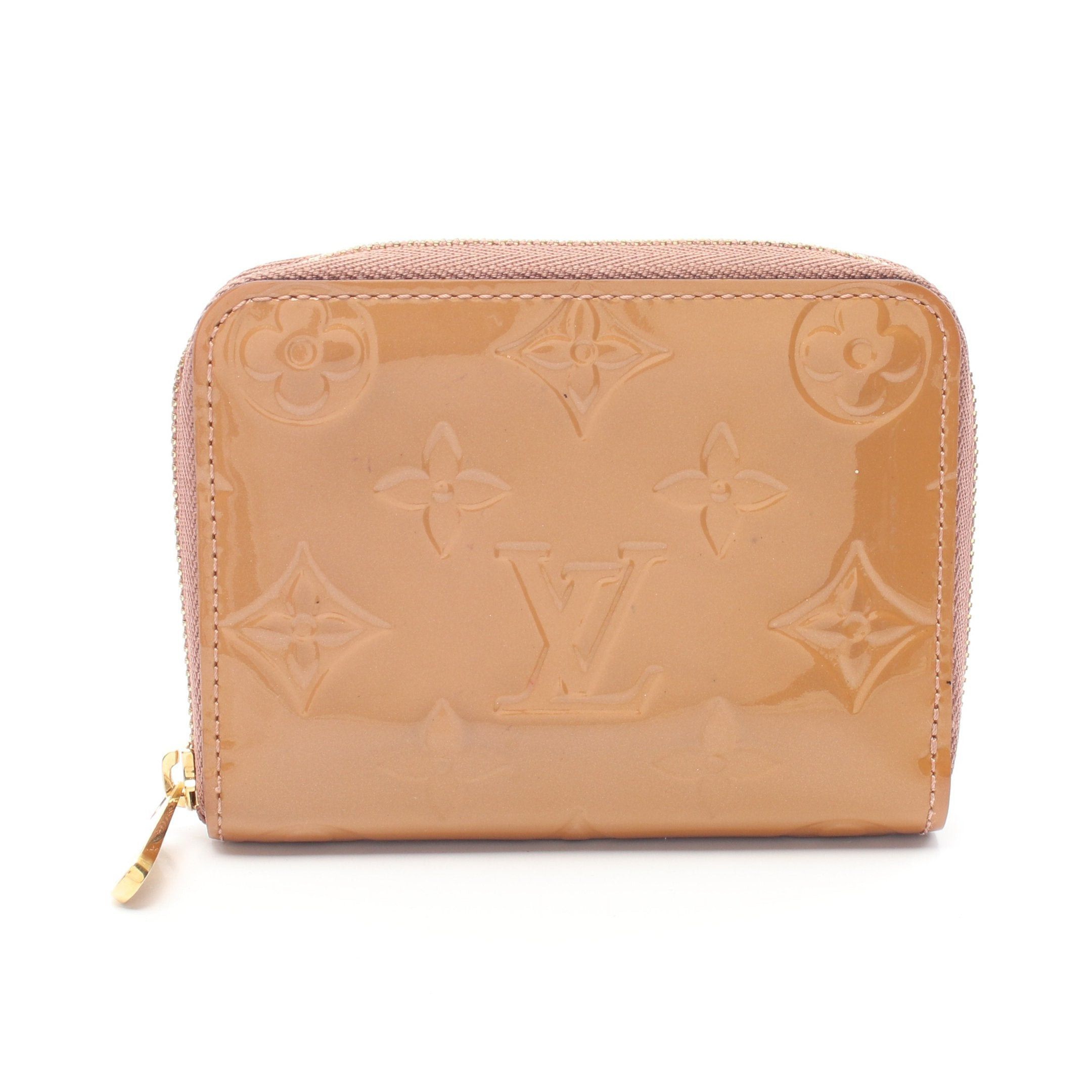 Louis Vuitton Zippy Coin Purse Monogram Vernis Rose Velour Leather Pink Beige in Neutrals, Women's