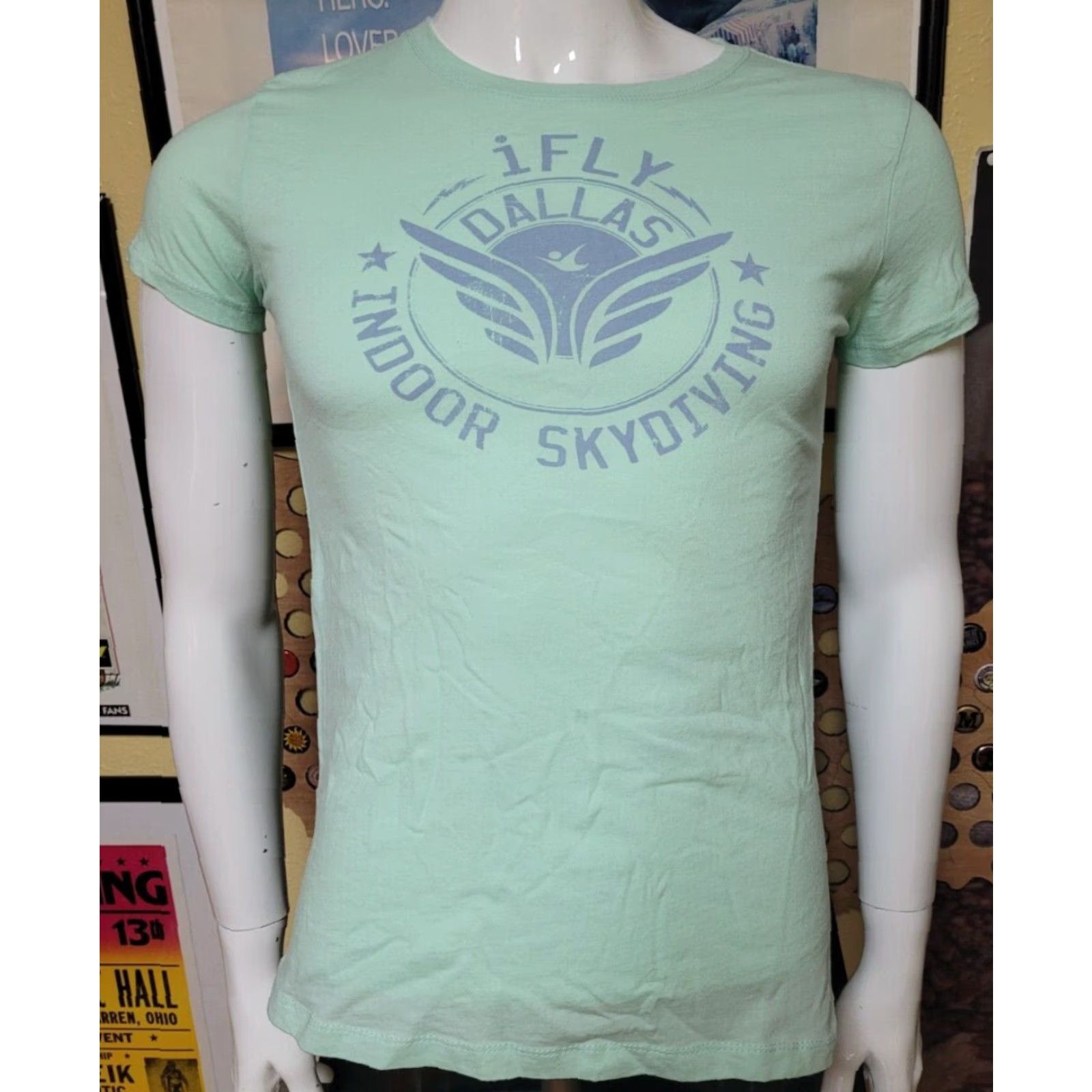 Vintage Womens I FLY T-Shirt Dallas TX Indoor Skydiving XL Green Juniors Womens Size XL / US 12-14 / IT 48-50 - 2 Thumbnail
