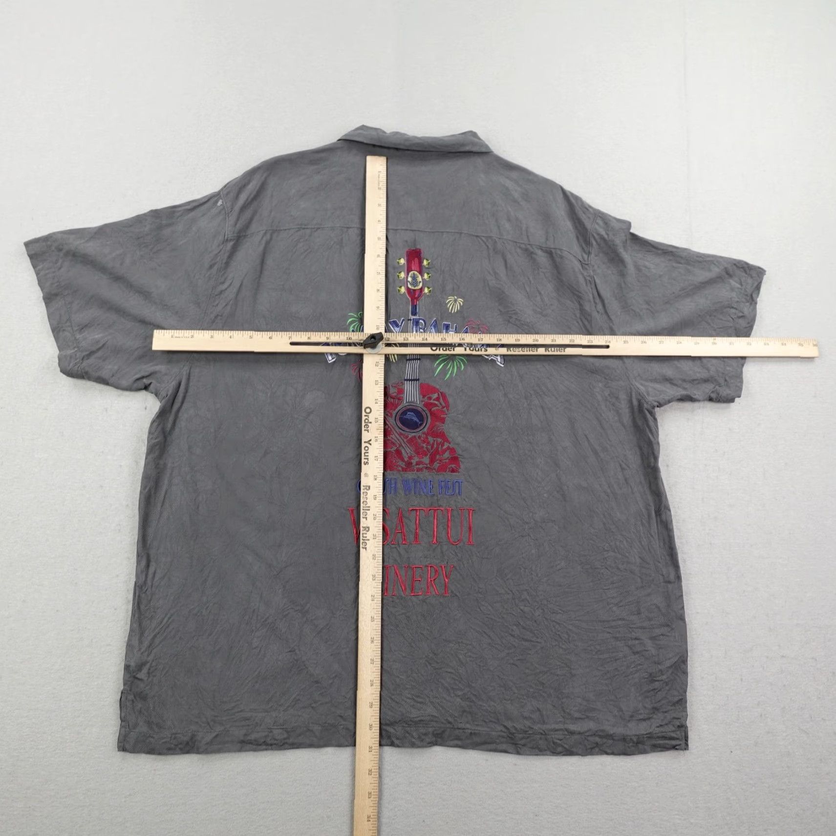 Tommy Bahama TOMMY BAHAMA Shirt Mens 3XL Gray Silk Embroidered V Sattui Winery Tropical Beach Classic Button-Up Size US XXL / EU 58 / 5 - 6 Thumbnail