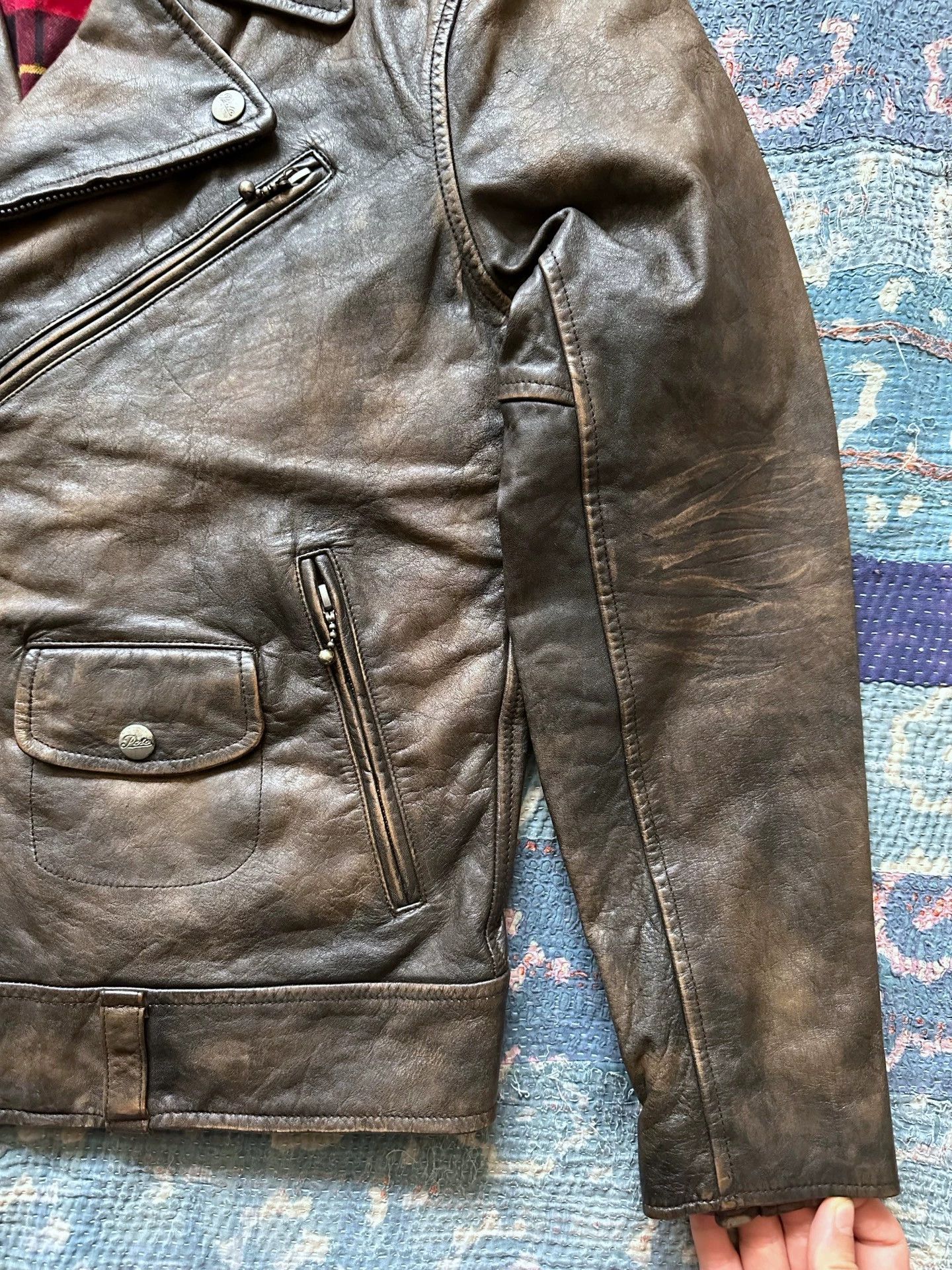 RRL Ralph Lauren RRL Biker Zip-Up Distressed Leather Jacket M Size US M / EU 48-50 / 2 - 6 Thumbnail