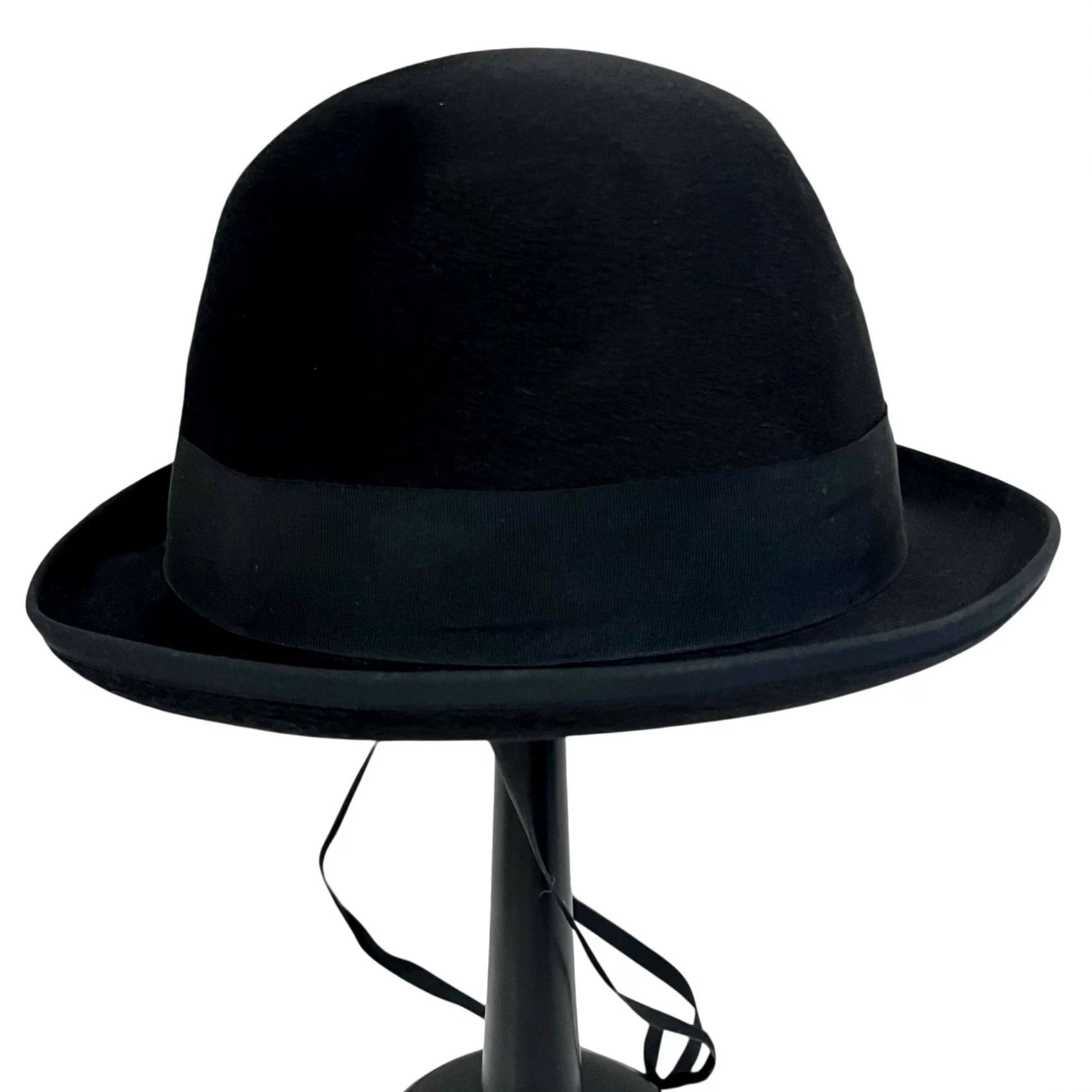 FELT VINTAGE Mossant Bowler Hat Men Black Fur Felt Rabbit Band Marshall Fields Size ONE SIZE - 5 Thumbnail