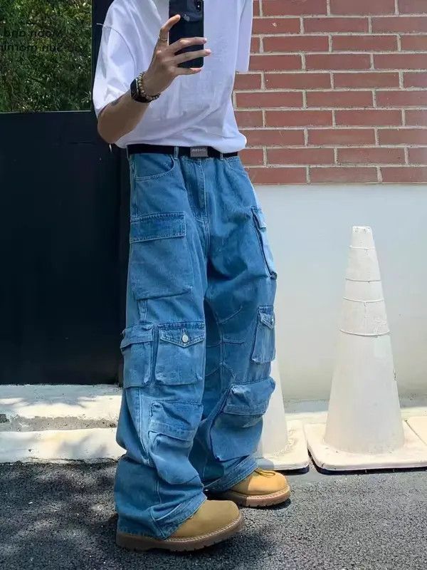 Japanese Brand Street vintage workwear multi-pocket baggy jeans Size US 32 / EU 48 - 6 Thumbnail