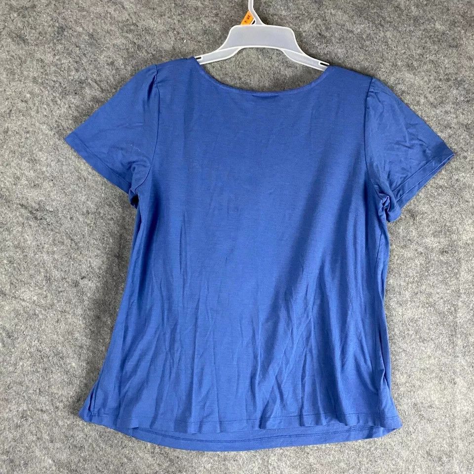 Other AGB Blouse 1X Women's Short Sleeve Blue Polyester Blend Size ONE SIZE - 7 Thumbnail