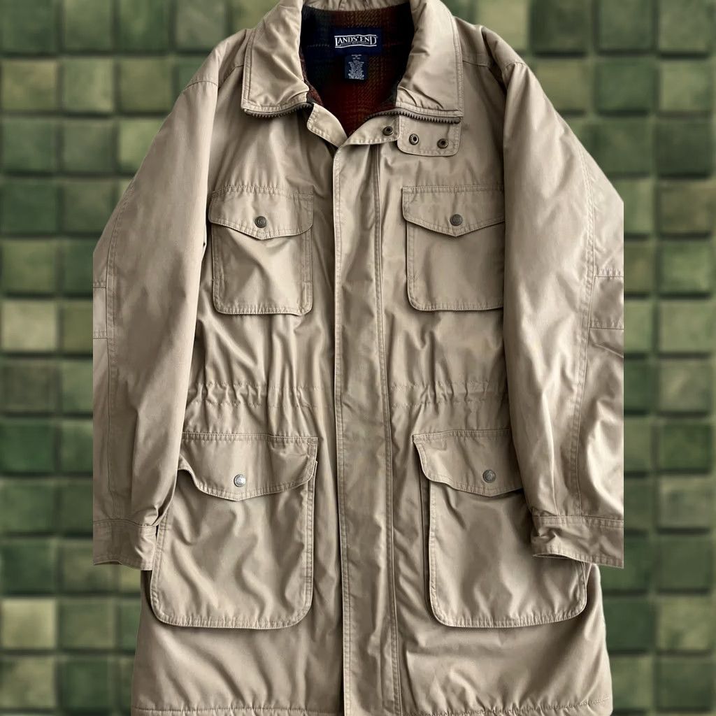 Lands' End VINTAGE Lands' End Parka Jacket Chore Thinsulate Long Beige Plaid Wool Lined M Men Size US M / EU 48-50 / 2 - 1 Thumbnail