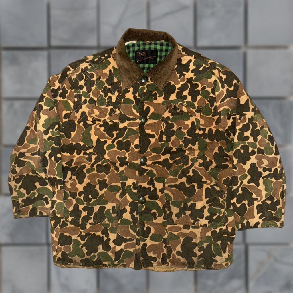 Sears VINTAGE Sears Workwear Camo Jacket XL 26X29 Green Duck Camo Camouflage Cotton Flannel Lined Men Regular XL Green - Note: ensure no extra formatting Size US XL / EU 56 / 4 - 1 Thumbnail