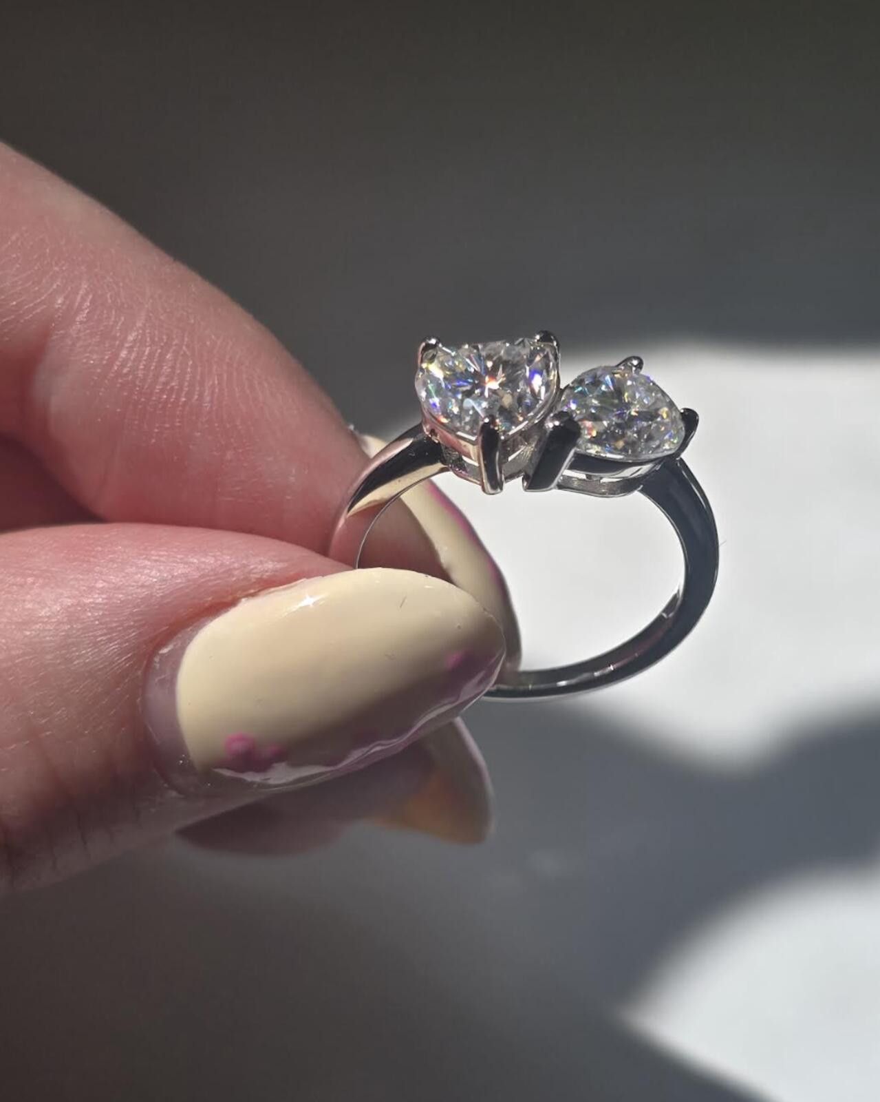 Other 2.4ct TCW moissanite toi-et-moi ring platinum overlay Size ONE SIZE - 3 Thumbnail