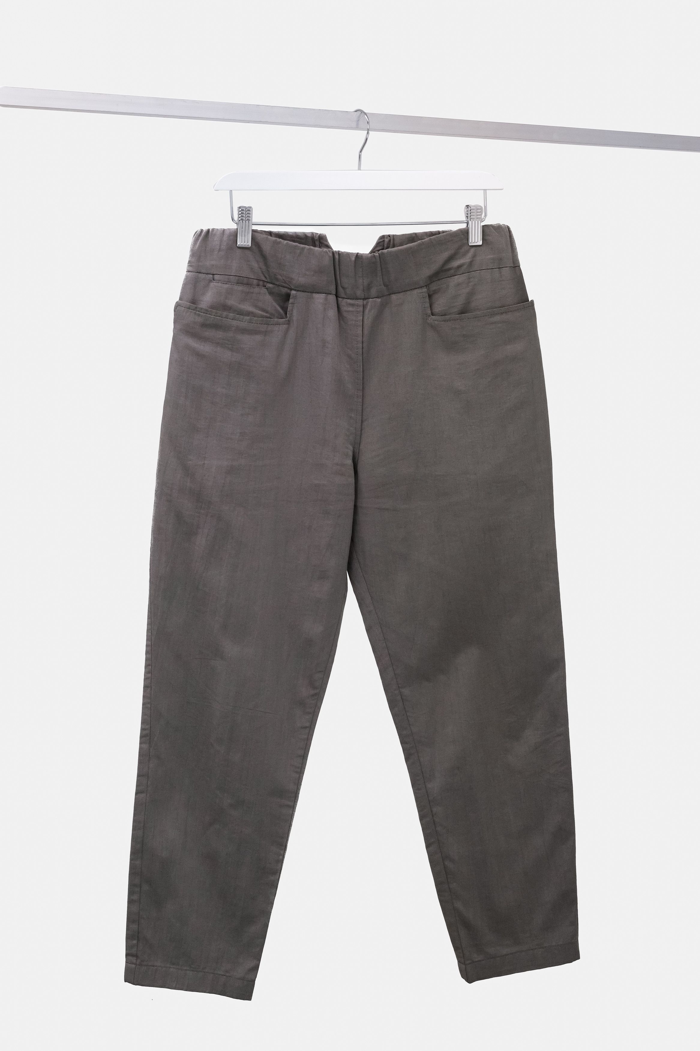 image of Fabio Quaranta Cotton Twill Trousers in Grey, Men's (Size 32)