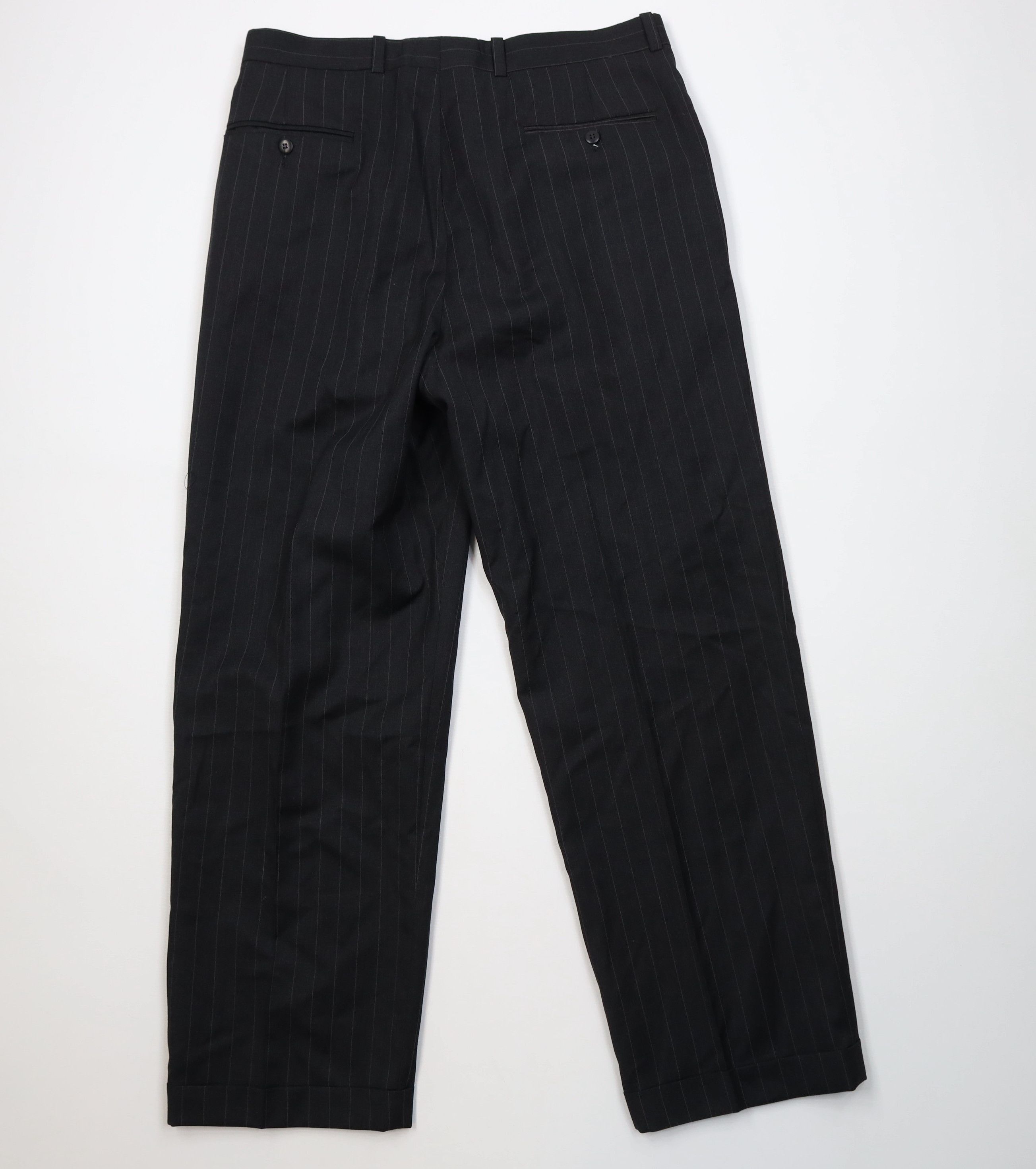 Vintage Vintage 90s Streetwear Pinstriped Wide Leg Chino Pants Black Size US 34 / EU 50 - 9 Thumbnail