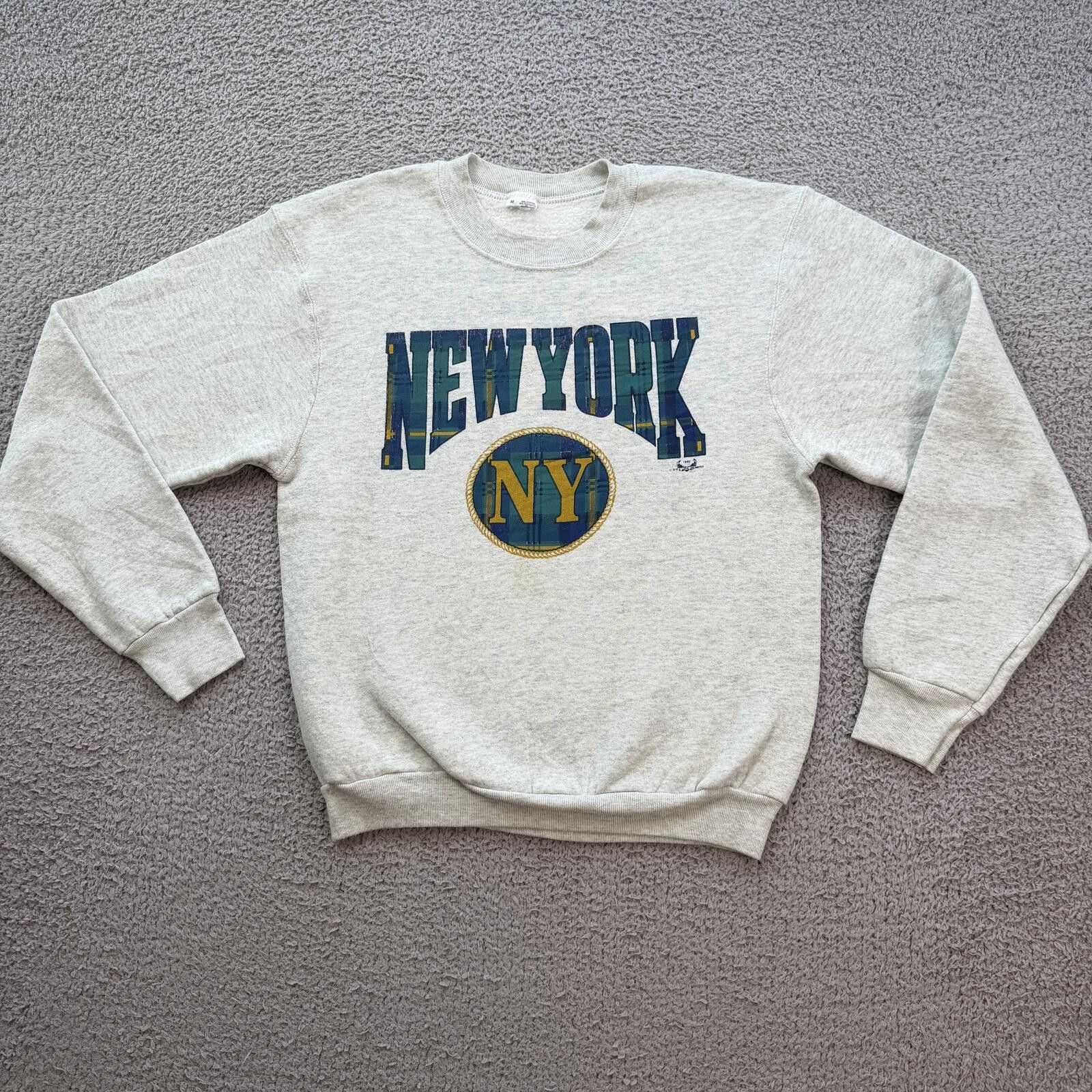 Fruit Of The Loom Vintage 1992 New York NY Plaid Graphic Crewneck Sweatshirt M Size US M / EU 48-50 / 2 - 1 Thumbnail