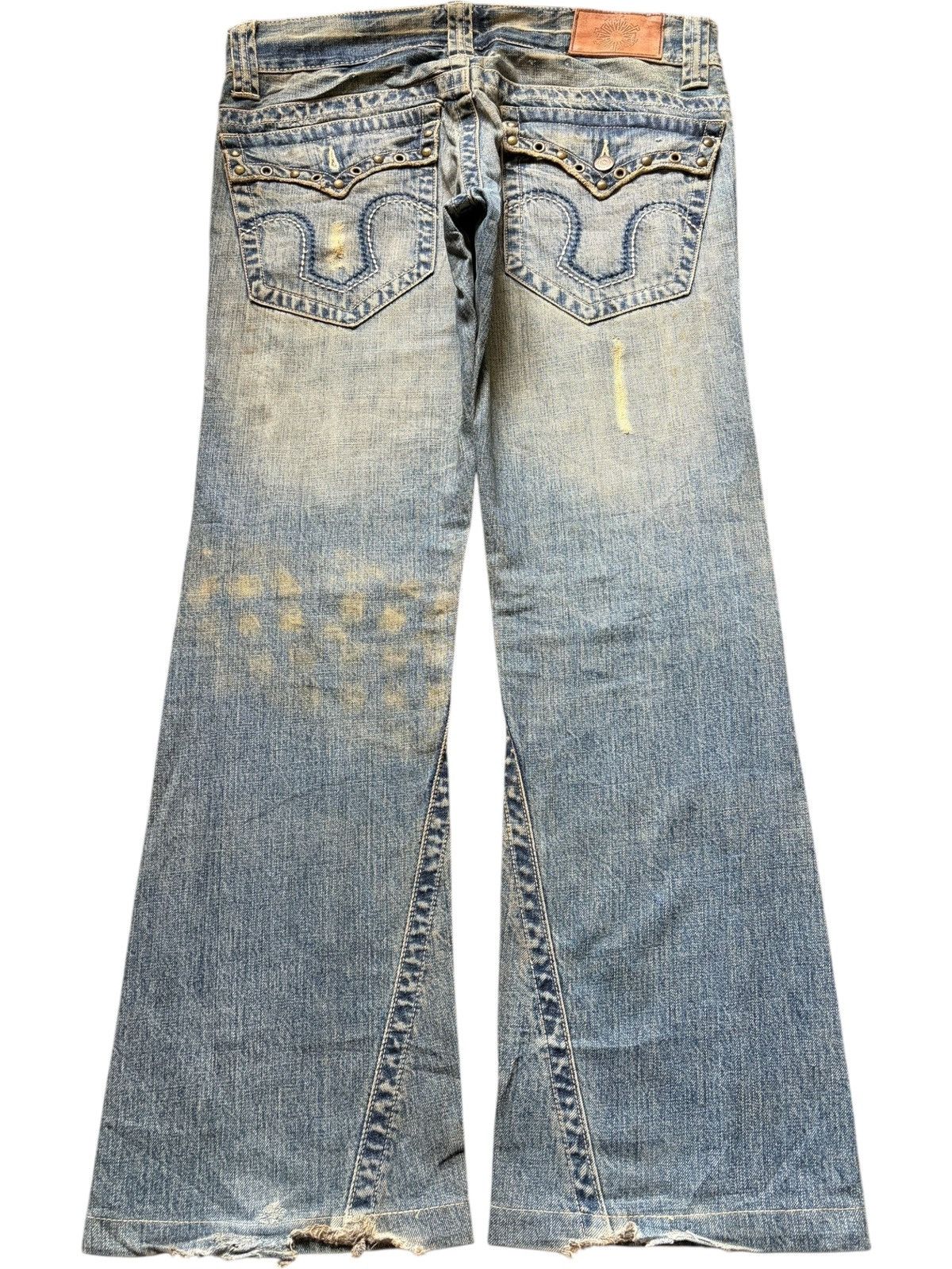 Tornado Mart Vintage Tornado Mart Distressed Low Rise Flare Jeans Size 33" - 2 Thumbnail