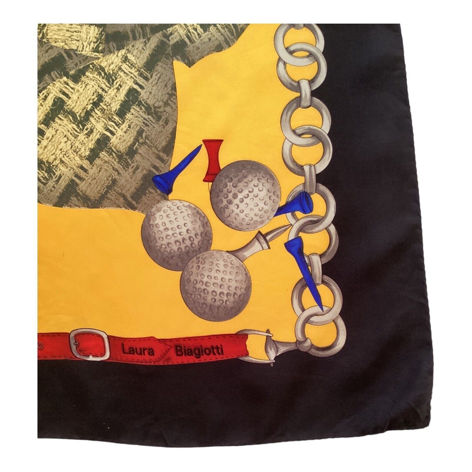 Laura Biagiotti LAURA BIAGIOTTI Yellow Golf Print Silk Scarf Made In Italy Size ONE SIZE - 3 Thumbnail