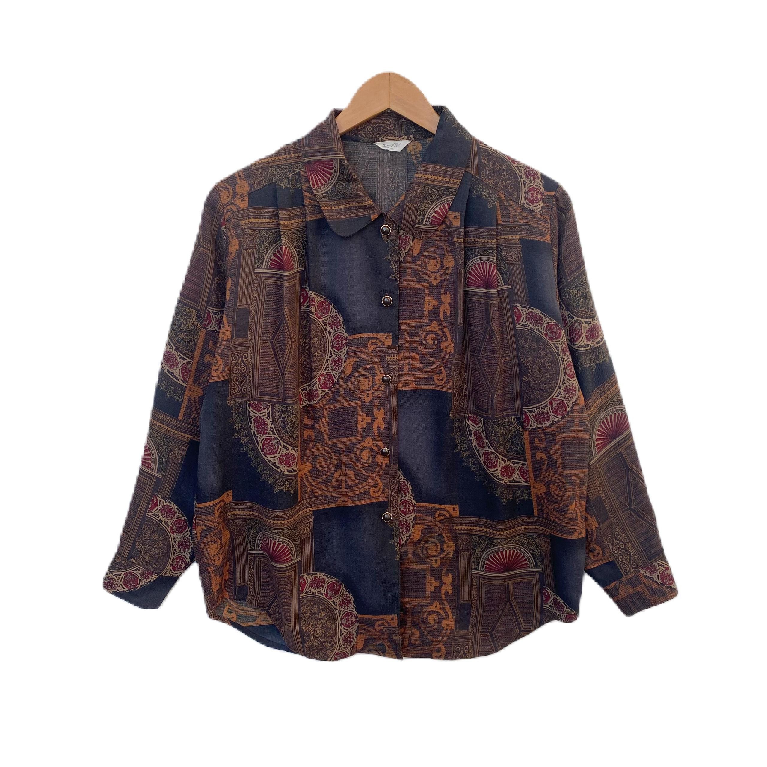Vintage VINTAGE BLOUSE COLLARED LARGE SIZE BUTTON CLOSURE Size L / US 10 / IT 46 - 1 Thumbnail