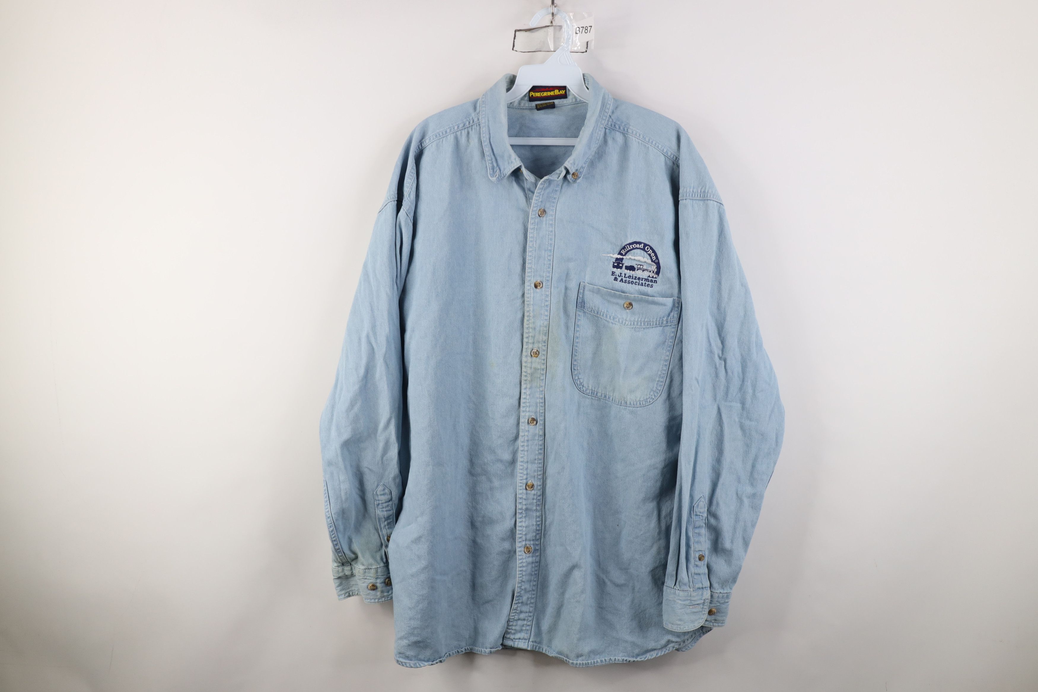 Vintage Vintage 90s Railroad Open Collared Denim Jean Button Shirt Size US XL / EU 56 / 4 - 1 Thumbnail