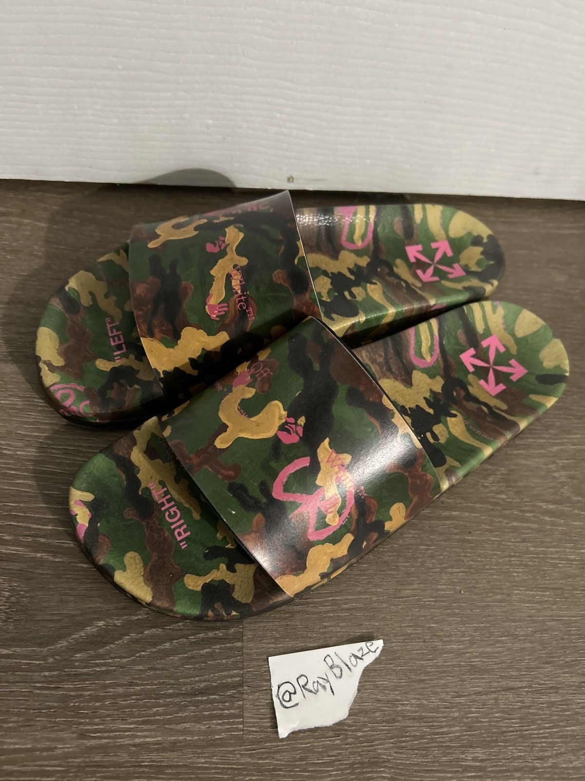 image of Off White Camo Sandals in Green, Men's (Size 11)