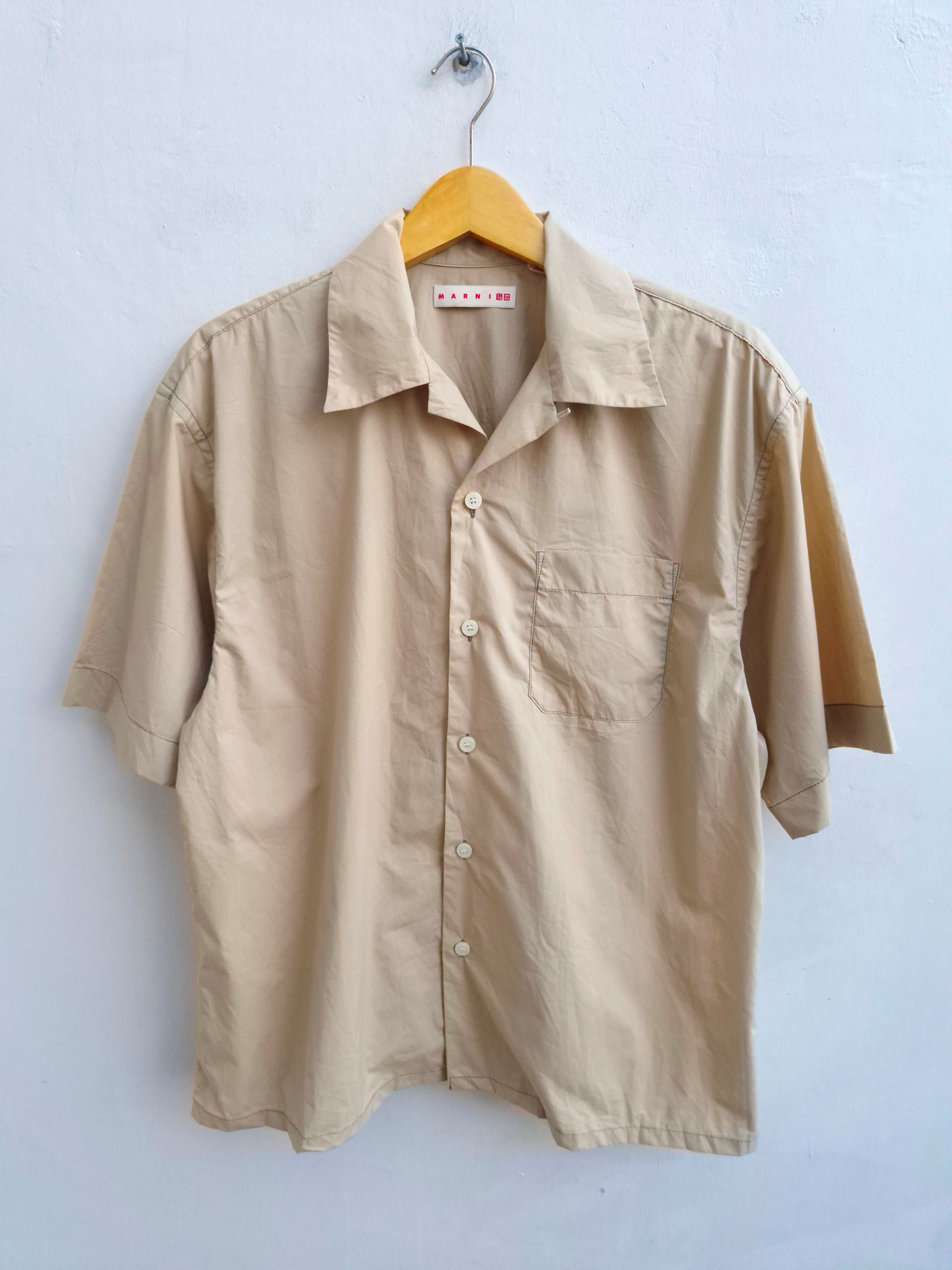 Marni Marni x Uniqlo Beige Oversized Open Collar Shirt Size US M / EU 48-50 / 2 - 1 Thumbnail