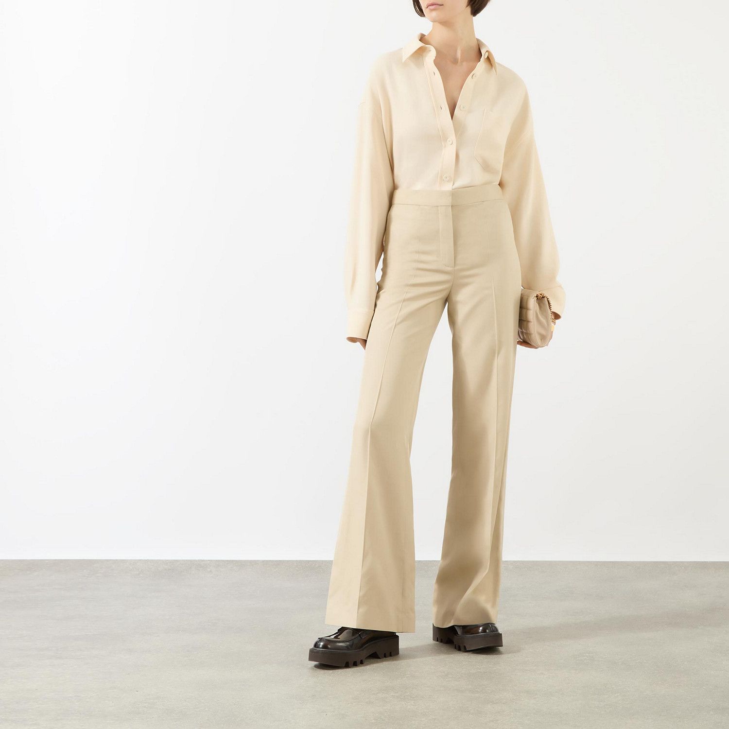 Stella McCartney o1s22i1n1024 Crepe Jersey Oversized Shirt in Neutro Size M / US 6-8 / IT 42-44 - 6 Thumbnail