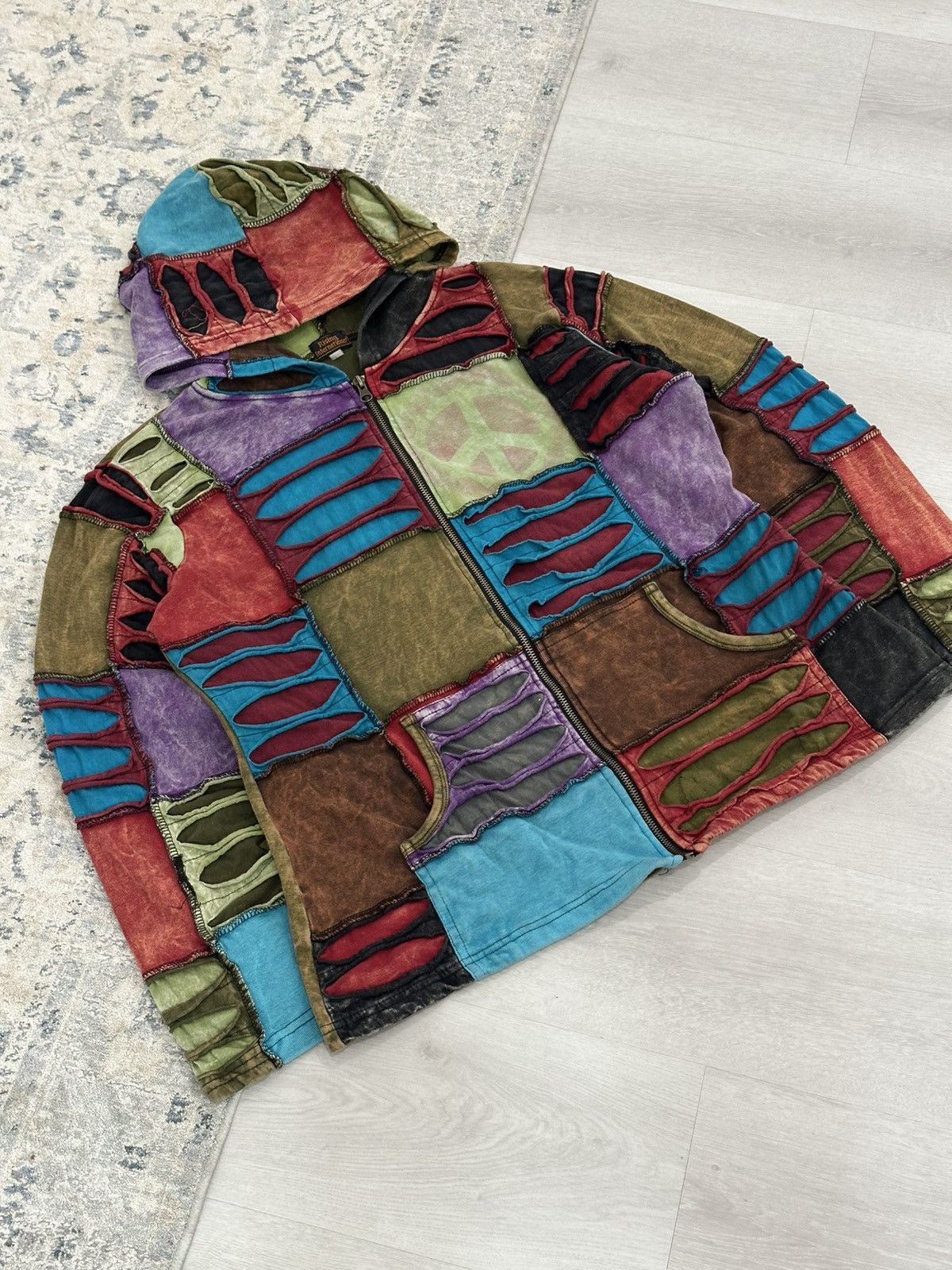 Rising Sun & Co. Rising International Multi-coloured Patchwork Zip Hoodie Art Size M / US 6-8 / IT 42-44 - 1 Thumbnail