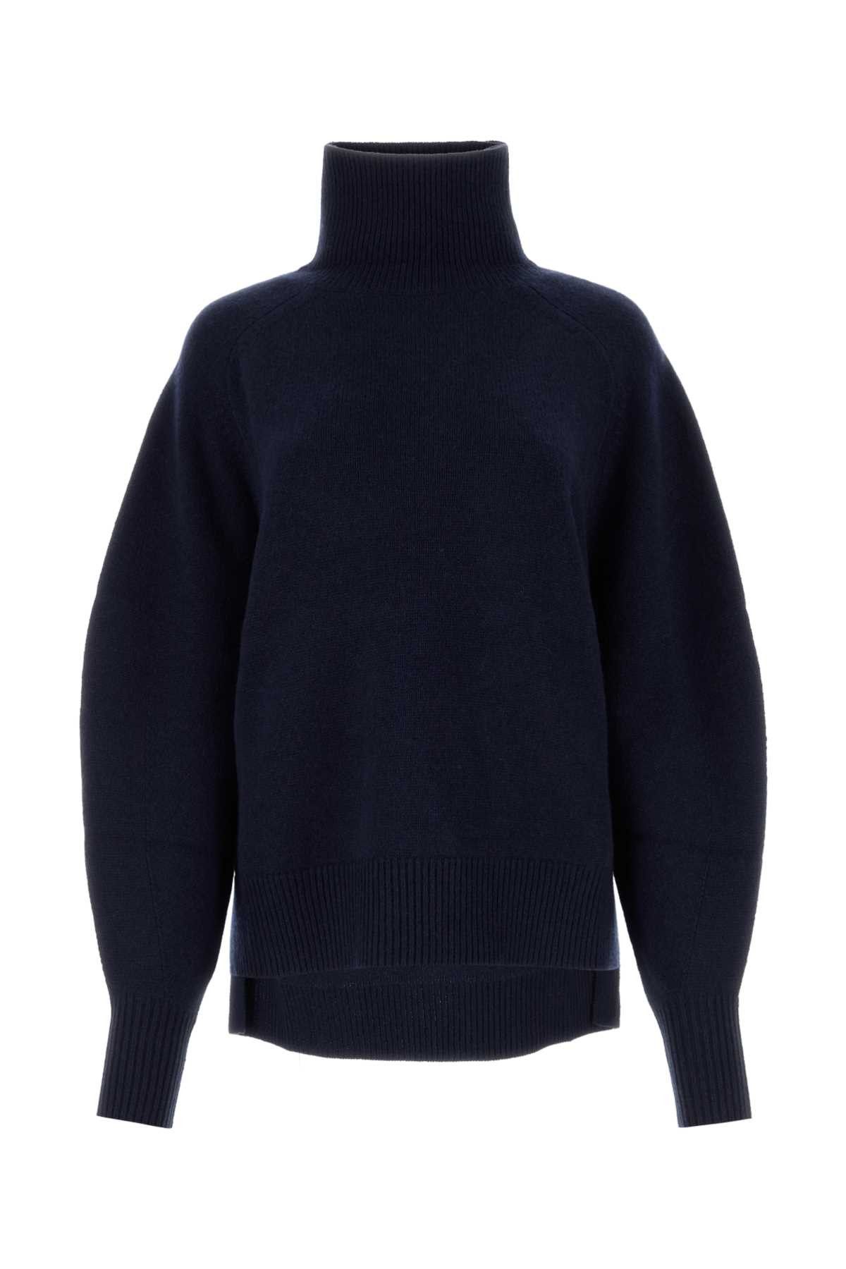 image of Isabel Marant Midnight Blue Wool Blend Linelli Oversize Sweater, Women's (Size Medium)