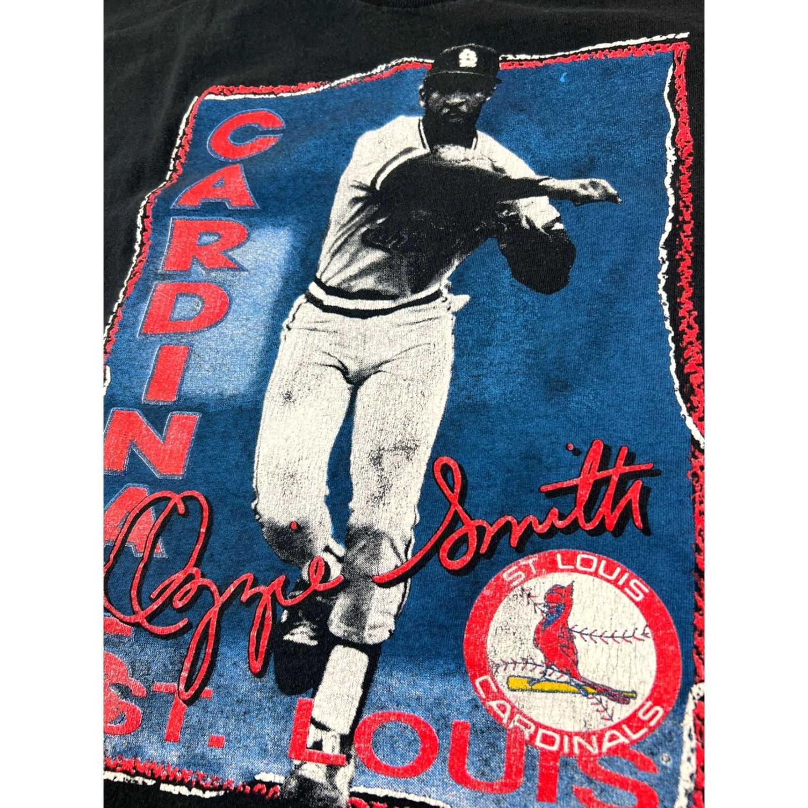 Vintage VINTAGE 90s Ozzie Smith St. Louis Cardinals MLB Baseball Fan T Shirt XL Black Unisex Short Sleeve Graphic Tee Official Fan Sportswear 1990s Size US XL / EU 56 / 4 - 5 Thumbnail