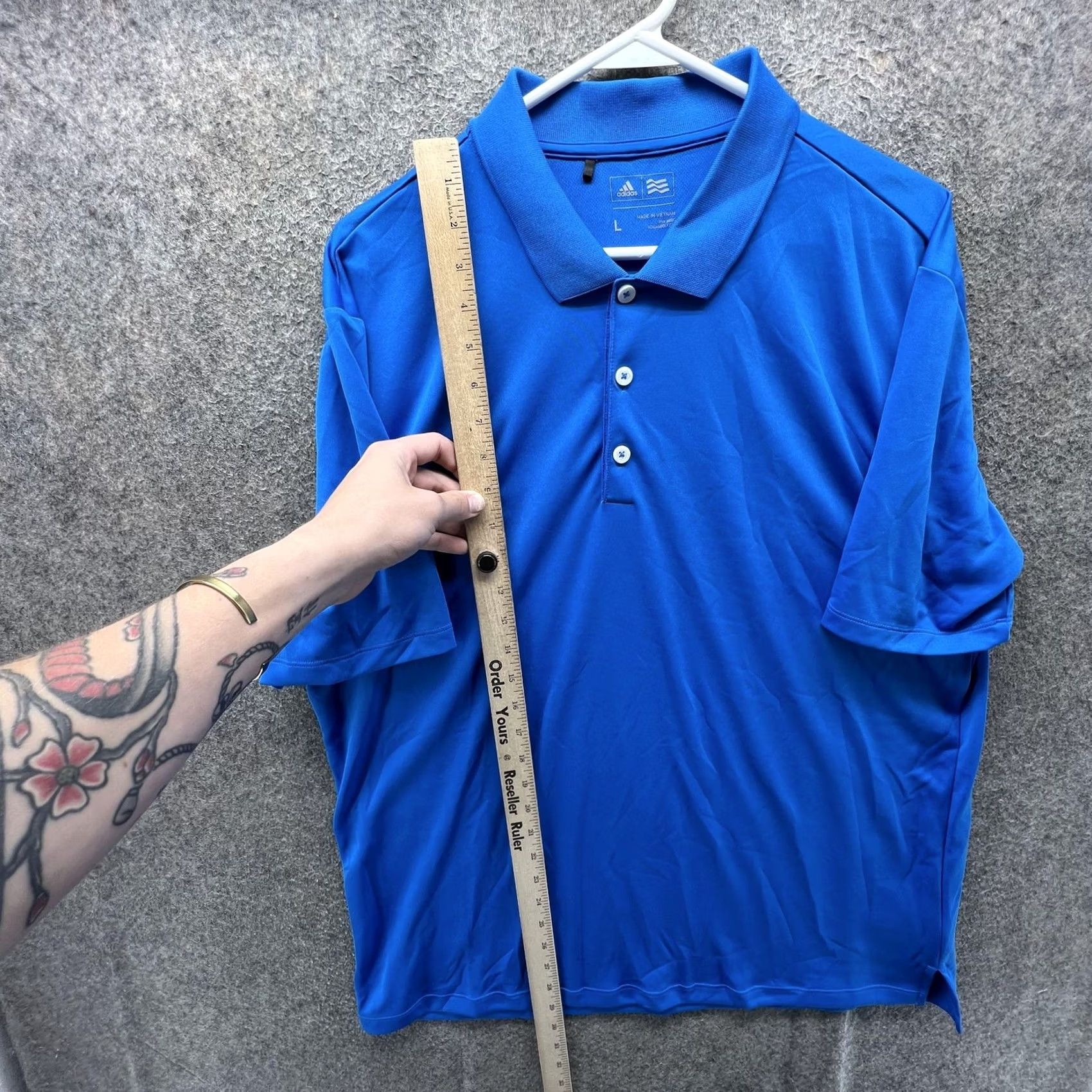 Adidas Adidas Golf Polo Shirt Mens L Blue Solid Performance Short Sleeve Stretch Shirt Size US L / EU 52-54 / 3 - 7 Thumbnail
