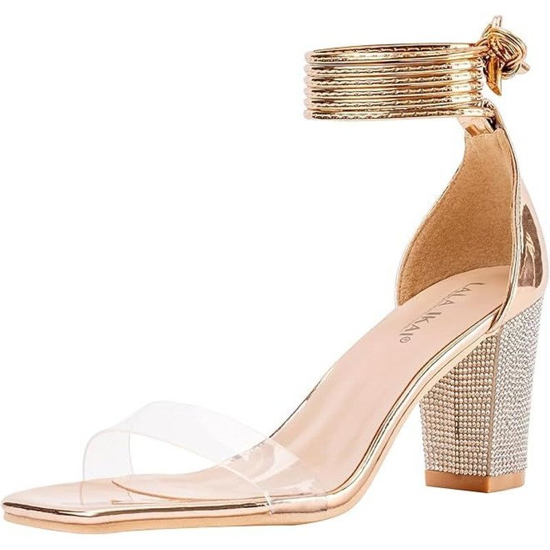 Other NEW Women's EU 41.5/US 11.5 Open Toe Lace Rhinestone Heels Size US 11.5 / IT 41.5 - 4 Thumbnail