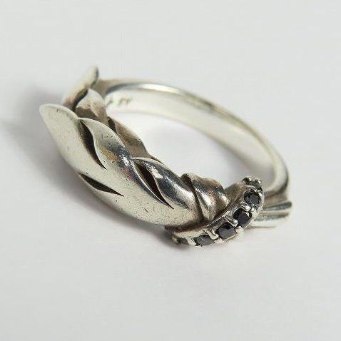 Japanese Brand KONRON Feather Stone Ring / Silver / Sz 5 Size ONE SIZE - 1 Thumbnail