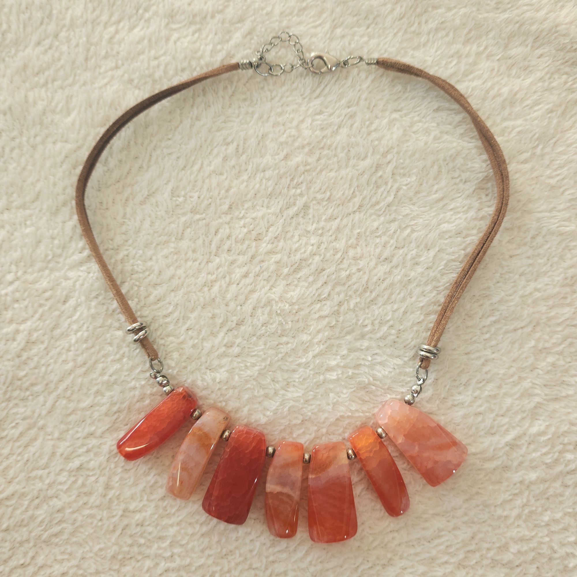 Other Boho Agate Carnelian Statement Necklace Leather Pink Orange Size ONE SIZE - 7 Thumbnail