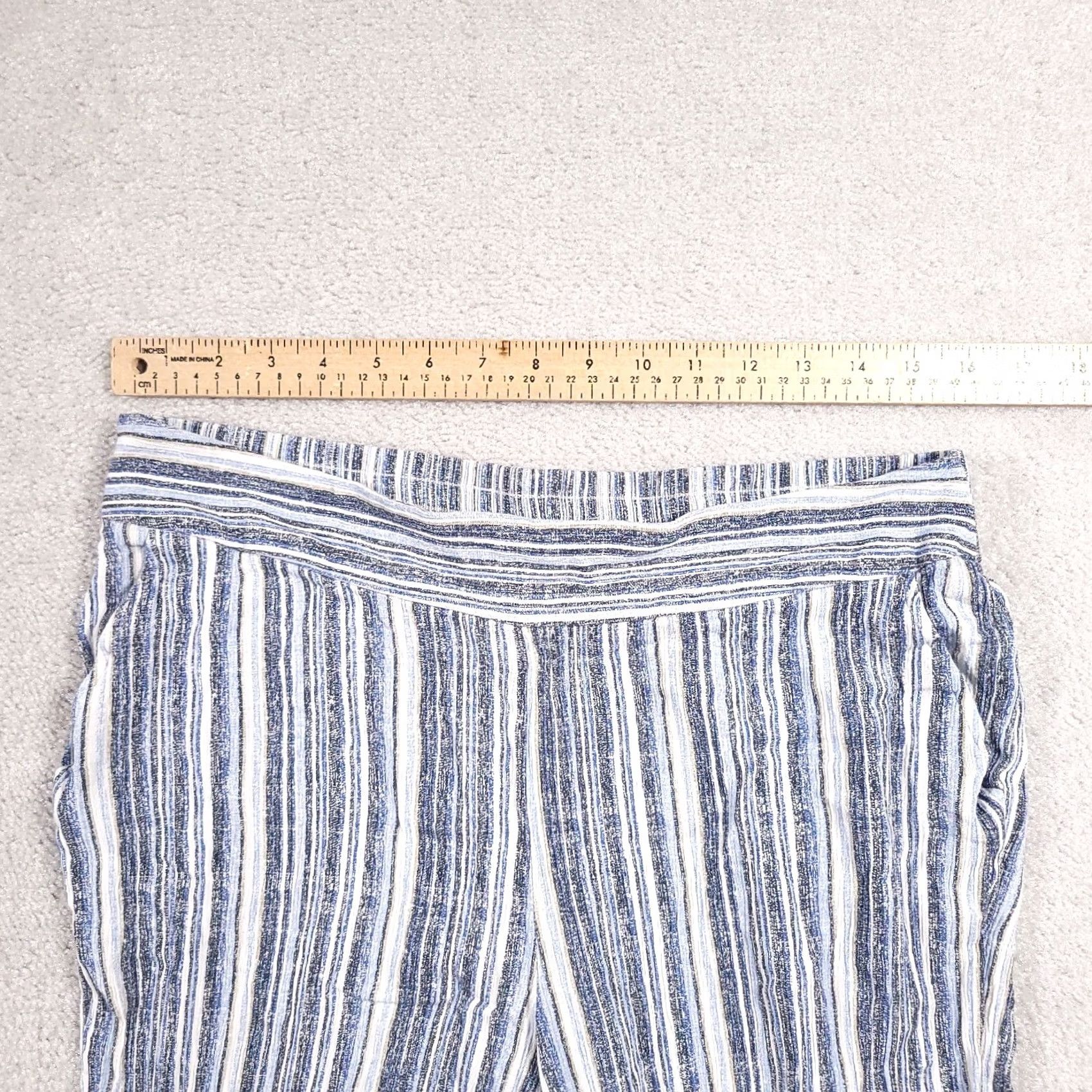 Nine West Nine West Capri Pants Women Large Blue Stripe Pockets Soft Comfort Cotton Rayon Pull On Tapered Leg Flat Front Casual Vintage: No Size 36" / US 14 / IT 50 - 4 Thumbnail
