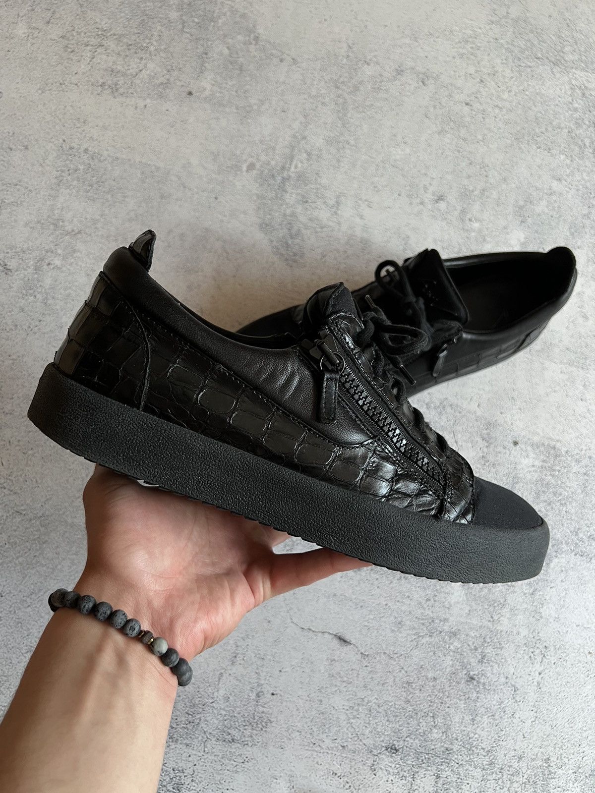 Giuseppe Zanotti × Vintage Giuseppe Zanotti Snake skin leather zip sneakers shoes Size US 13 / EU 46 - 1 Thumbnail