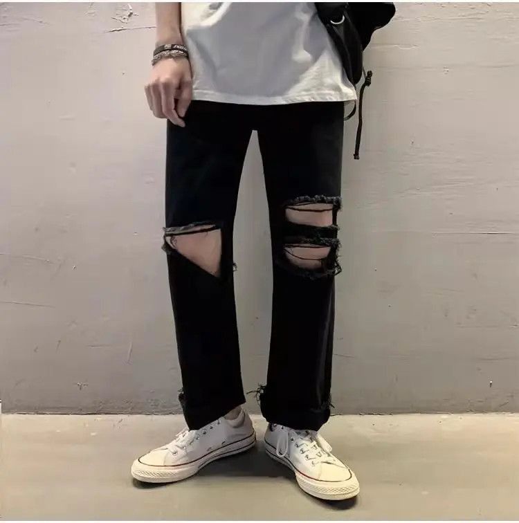 Japanese Brand Straight and loose ripped jeans Size US 30 / EU 46 - 5 Thumbnail