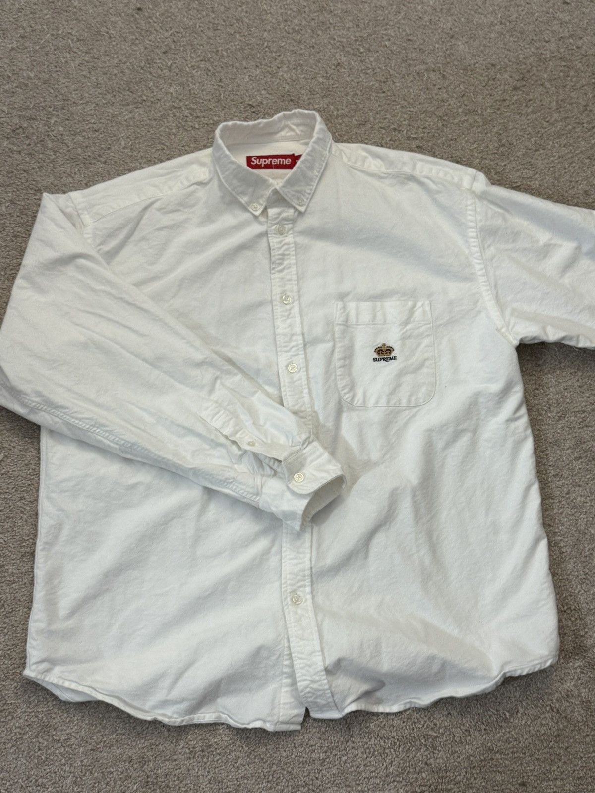 Supreme Supreme Loose Fit Flannel Oxford Shirt (White) | Grailed