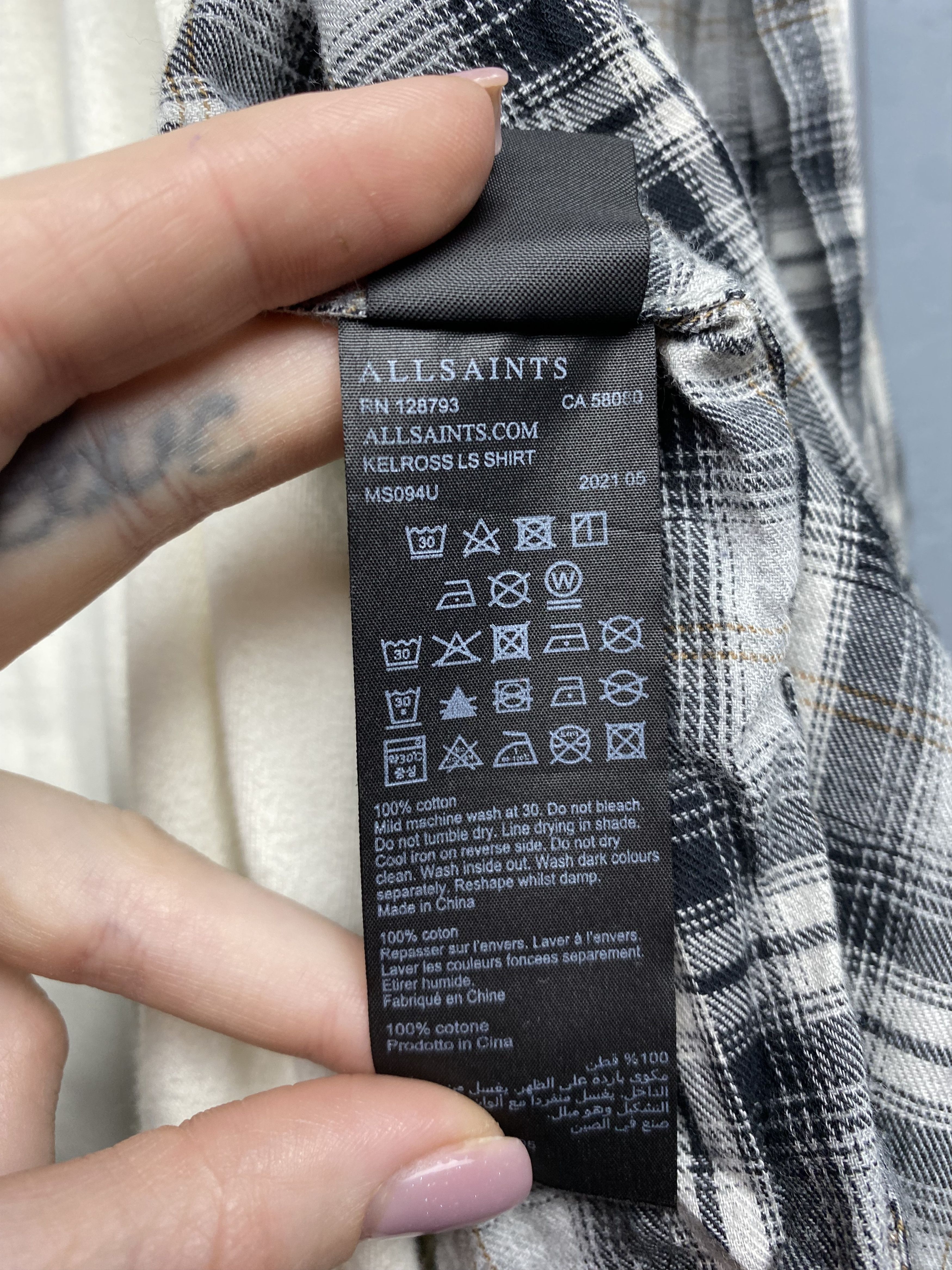 Allsaints × Flannel Allsaints Mens Kelross Flannel Plaid Shirt Size US XS / EU 42 / 0 - 5 Thumbnail