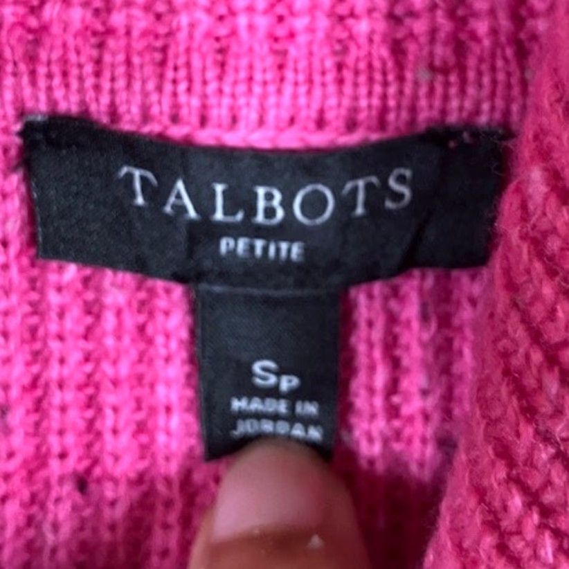 Talbots Talbots Womens Sweater Pink Turtleneck Petite Chunky Knit Cotton Blend PS Knits Pullover Kadence? Size S / US 4 / IT 40 - 6 Thumbnail