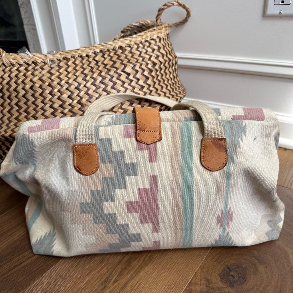 Vintage Vintage 90s Southwestern Pattern Canvas Satchel Clamshell Sm Size ONE SIZE - 2 Thumbnail