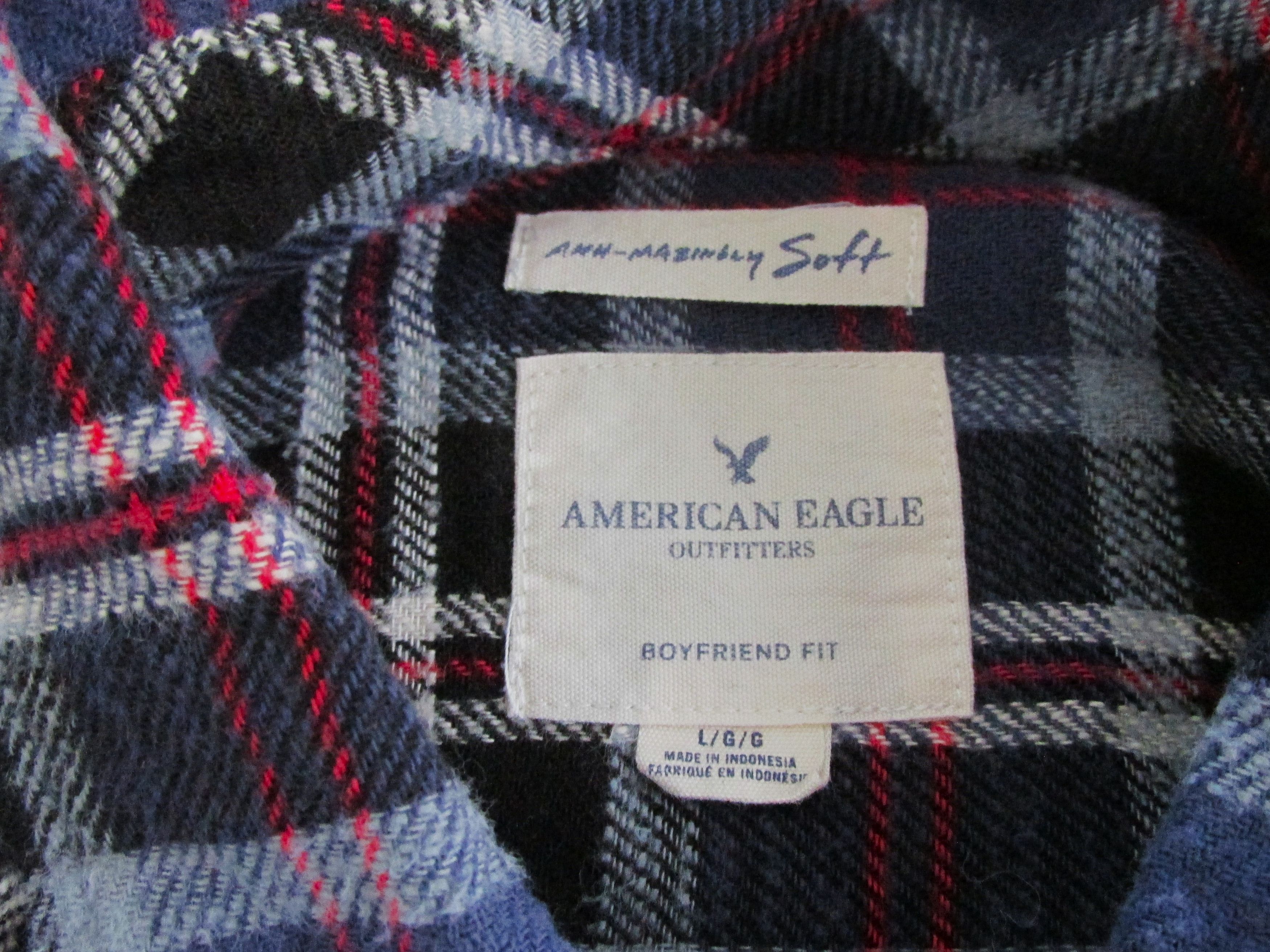 American Eagle Outfitters American Eagle (Boyfriend Fit) Women's Flannel Shirt Size Lg Size L / US 10 / IT 46 - 2 Thumbnail