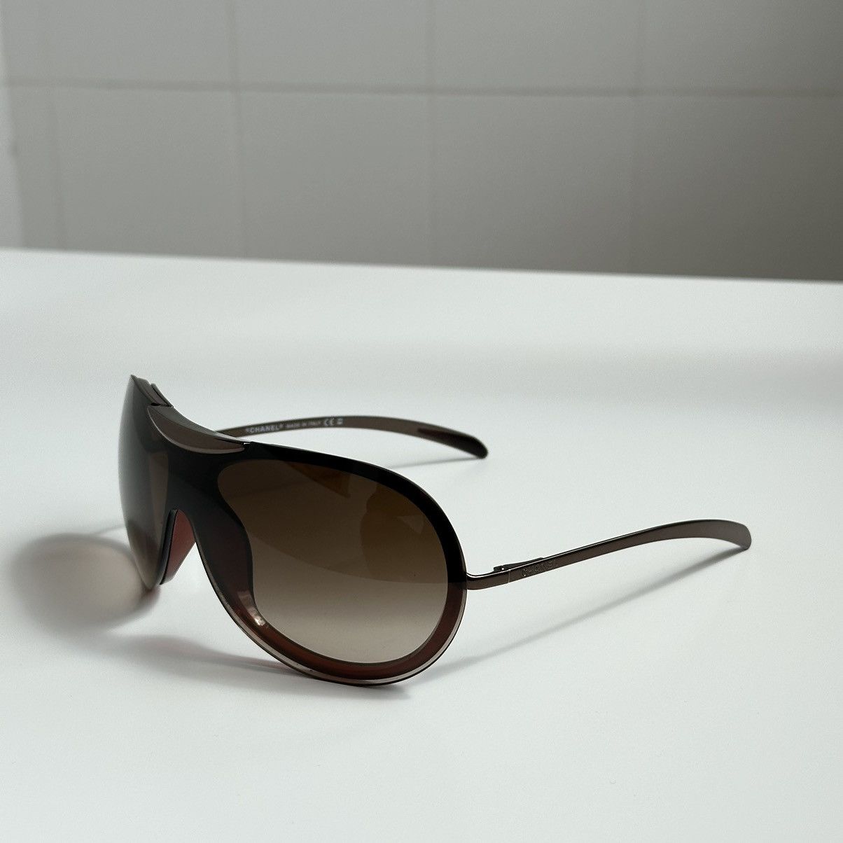 image of Chanel Shield Mask Bronze Sunglasses 6006 in Bronze Brown, Men's