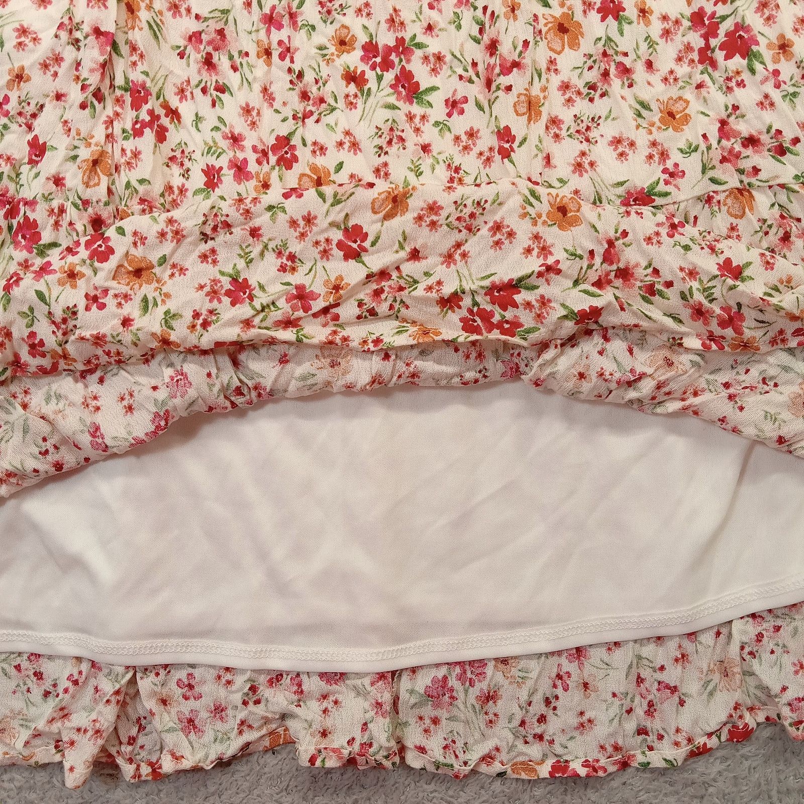 & Other Stories Gilli Sun Dress S Women's Lined Red Floral Back Tie Rayon Size S / US 4 / IT 40 - 4 Thumbnail